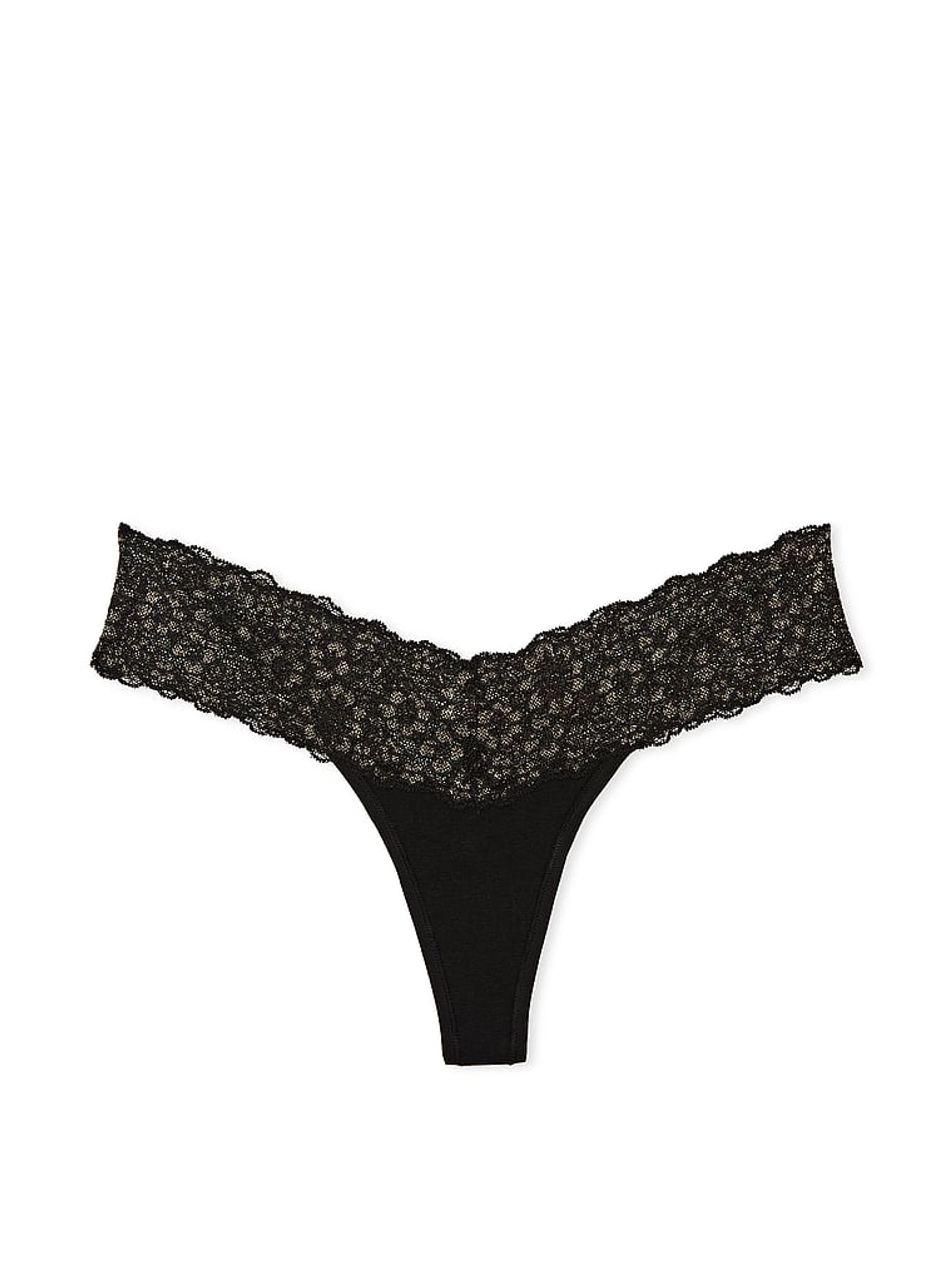 Black  Posey Lace Waist Thong Knickers - Image 3 of 4