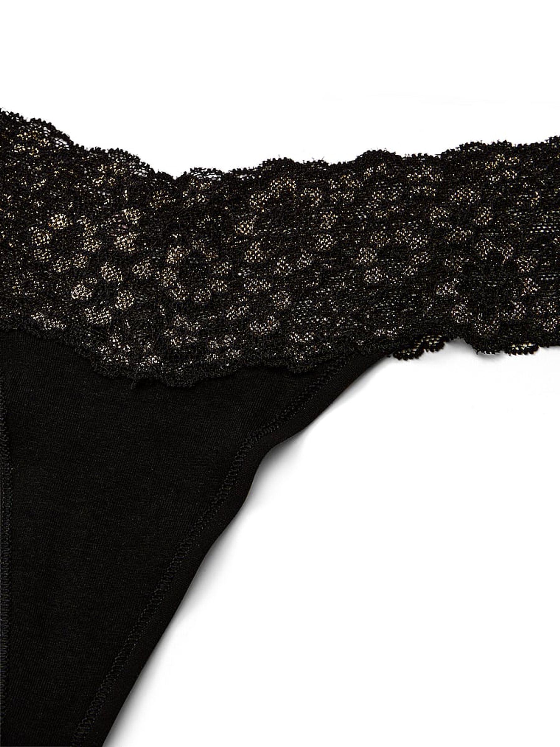 Black  Posey Lace Waist Thong Knickers - Image 4 of 4