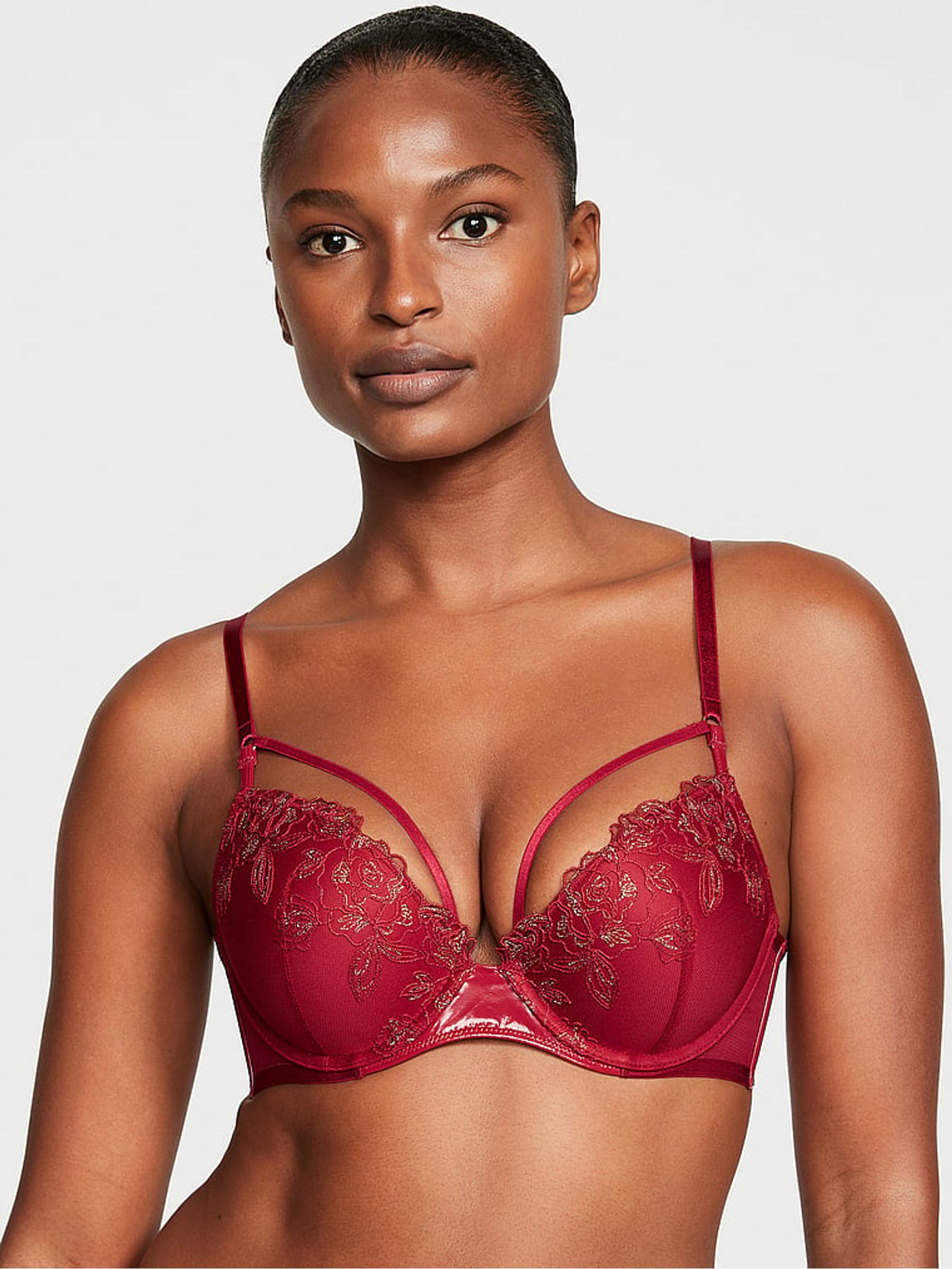 Red Lacquer Push Up Bra - Image 1 of 3