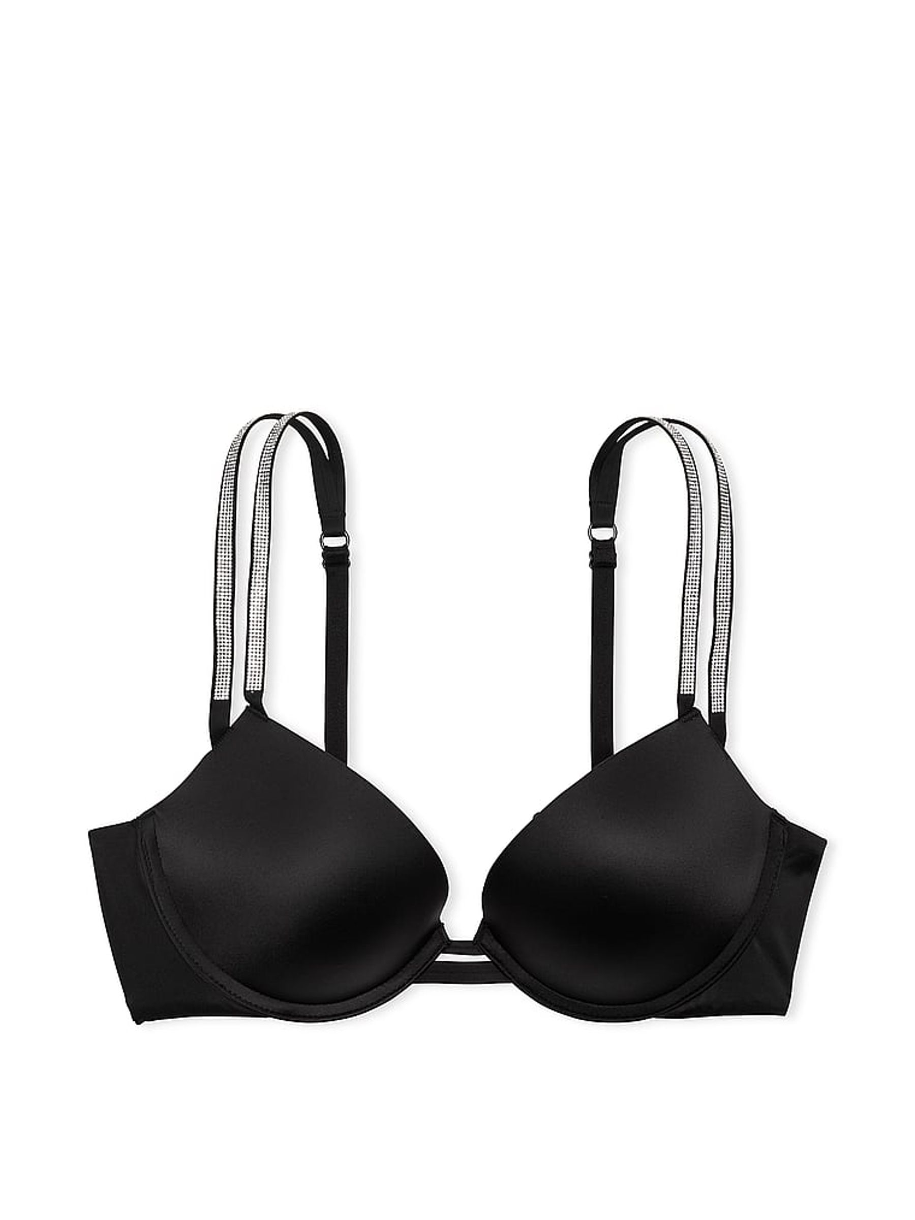 Black Push Up Double Shine Strap Bra - Image 3 of 3