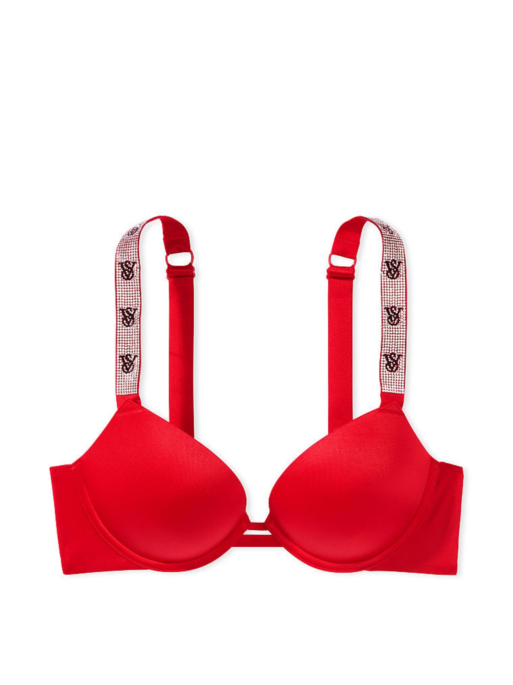 Lipstick Red Monogram Push Up Shine Strap Bra - Image 3 of 3