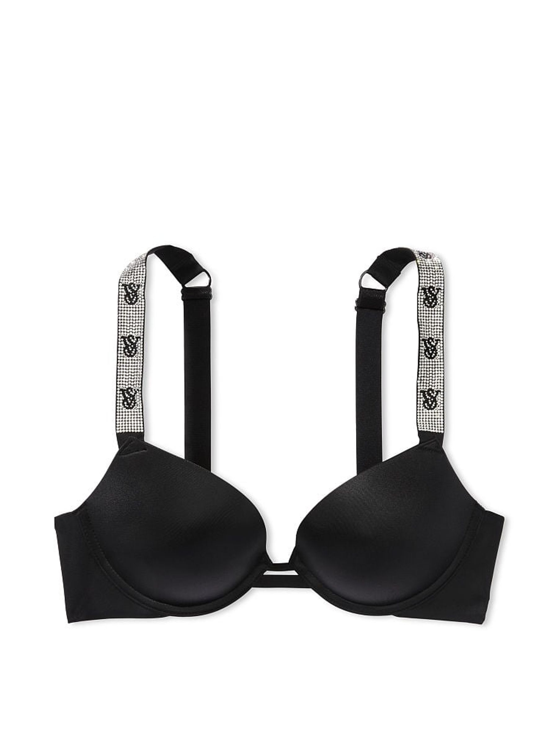 Black Monogram Push Up Shine Strap Bra - Image 3 of 3