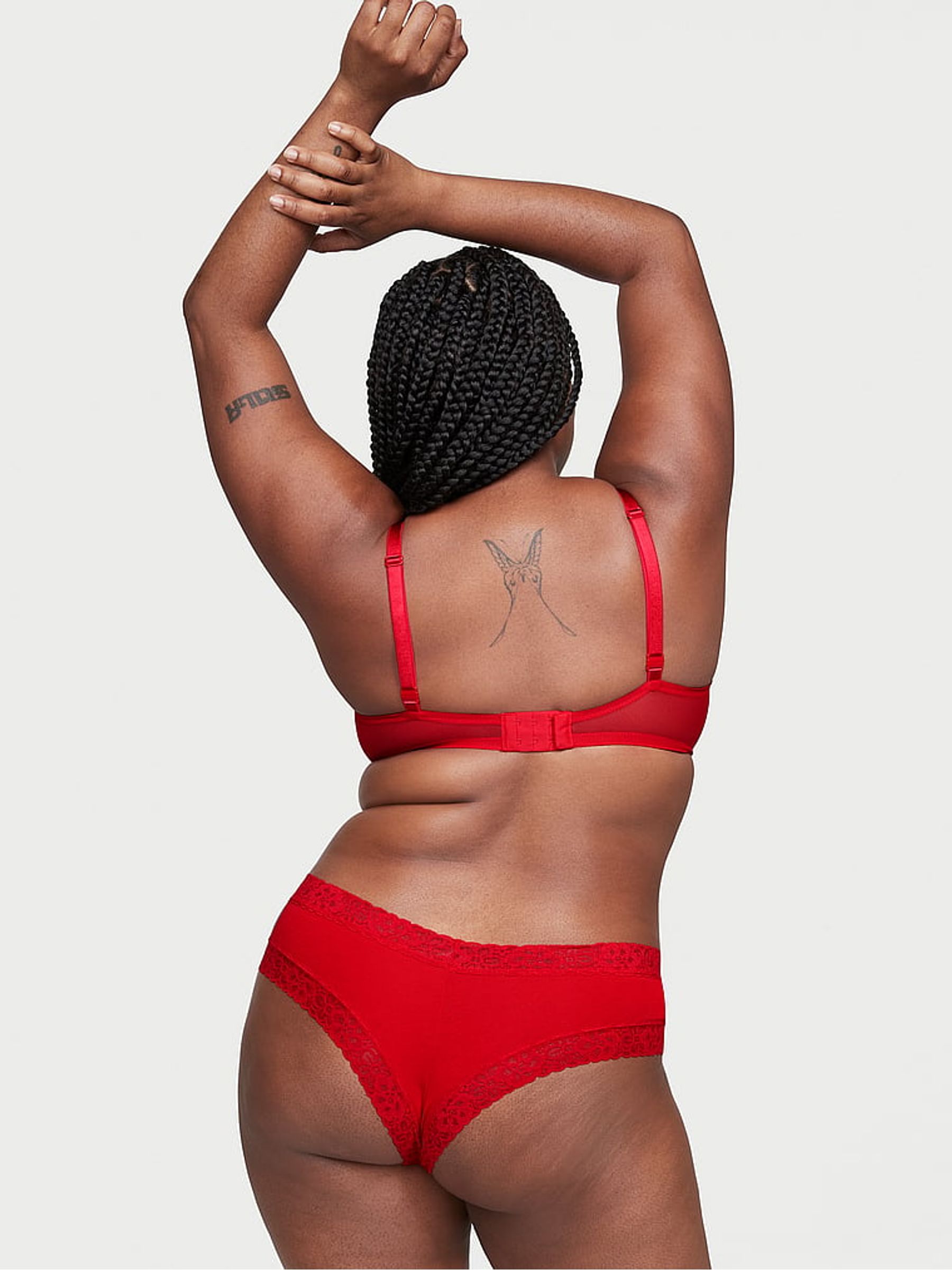 Lipstick Red Cotton Lace Cheeky Knickers - Image 2 of 3