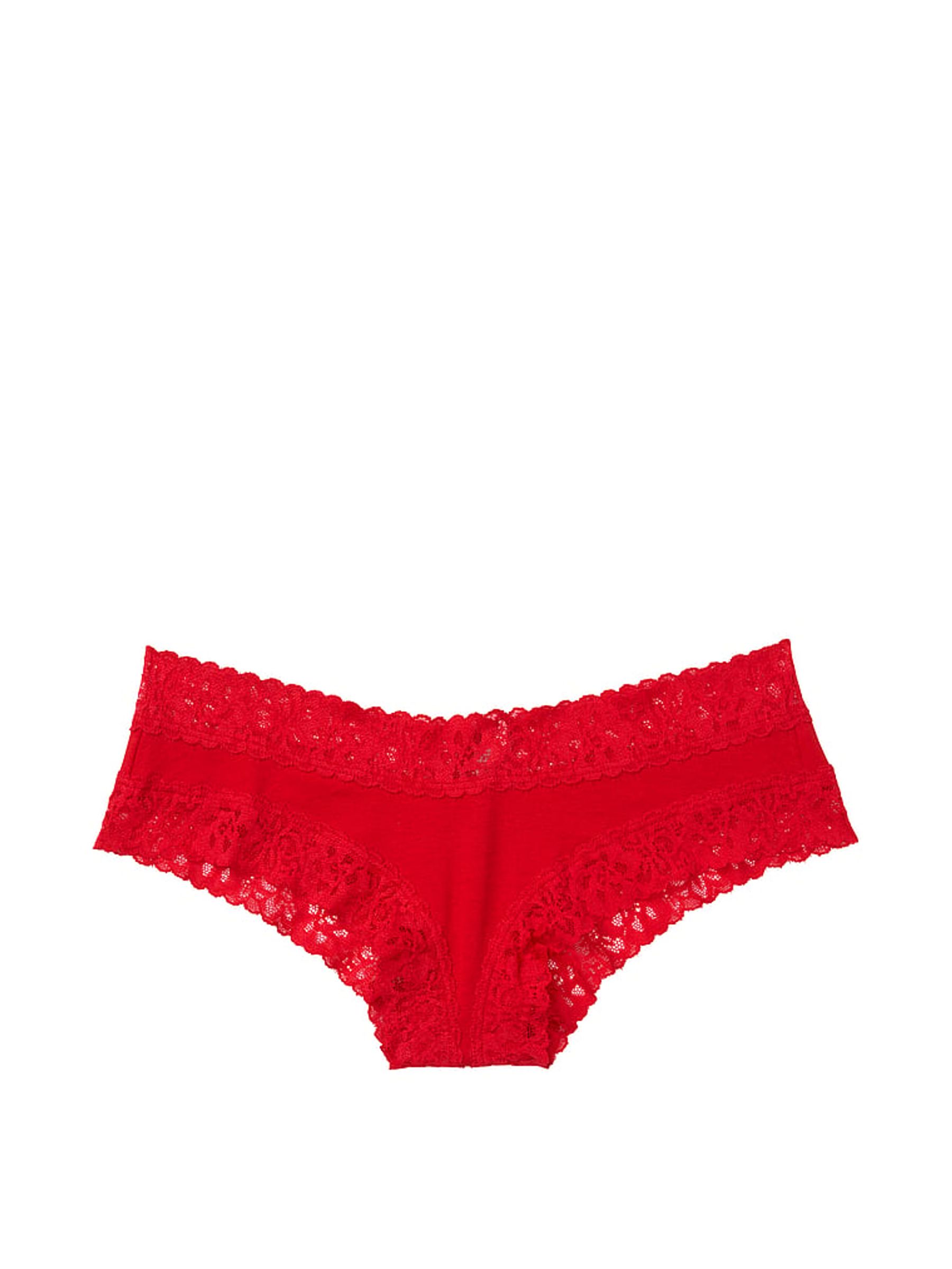 Lipstick Red Cotton Lace Cheeky Knickers - Image 3 of 3