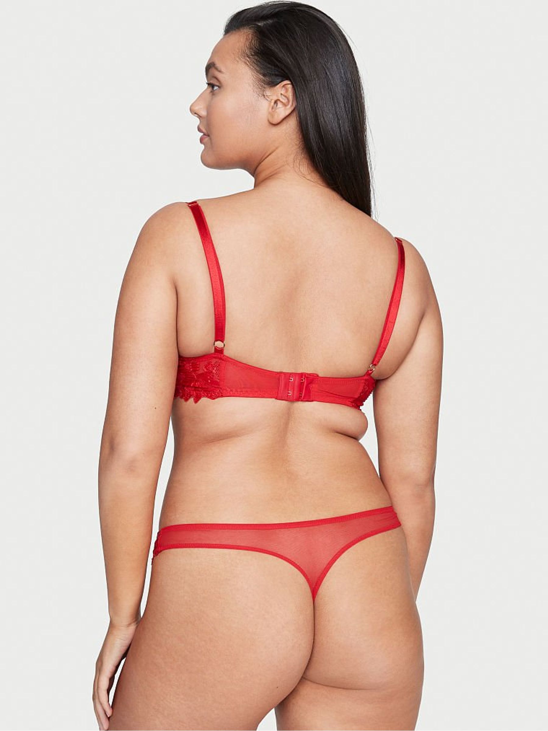 Lipstick Red Embroidered Unlined Demi Bra - Image 2 of 3