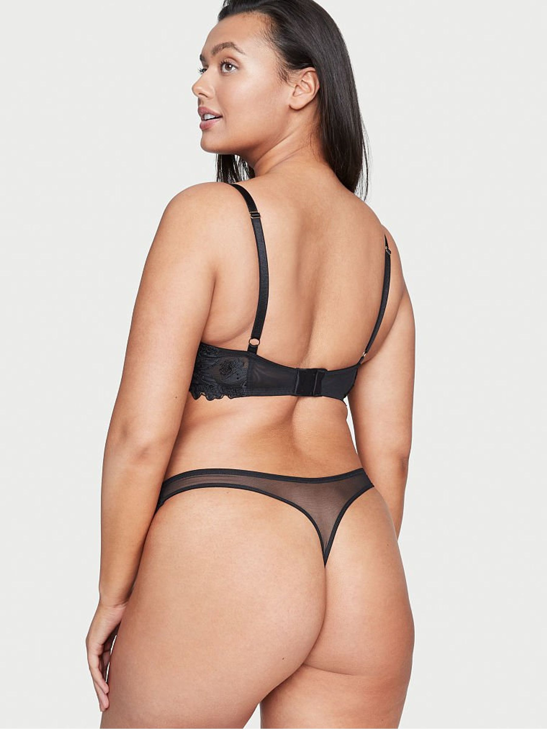 Black Embroidered Unlined Demi Bra - Image 2 of 3