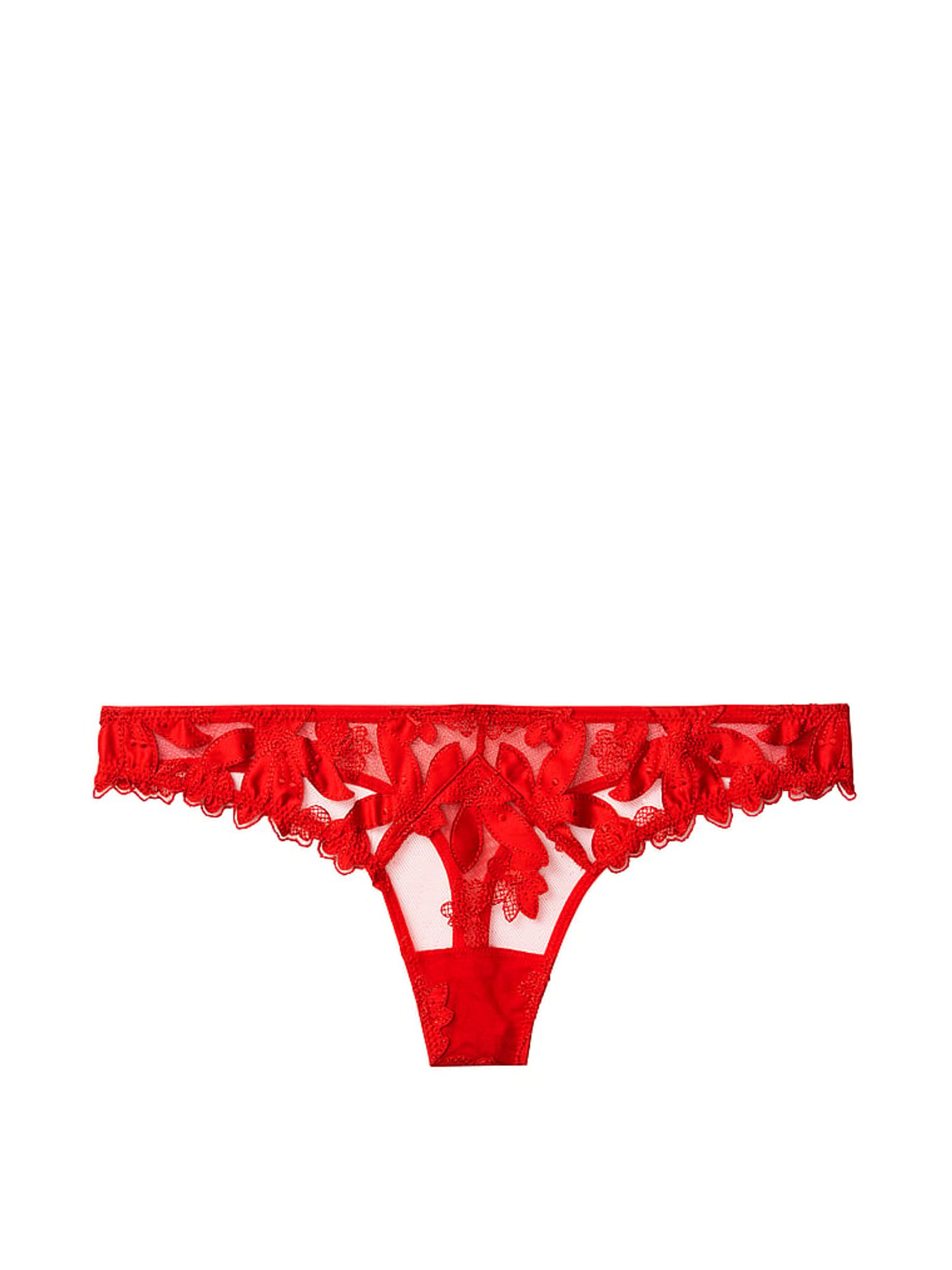 Lipstick Red Embroidered Thong Knickers - Image 4 of 4