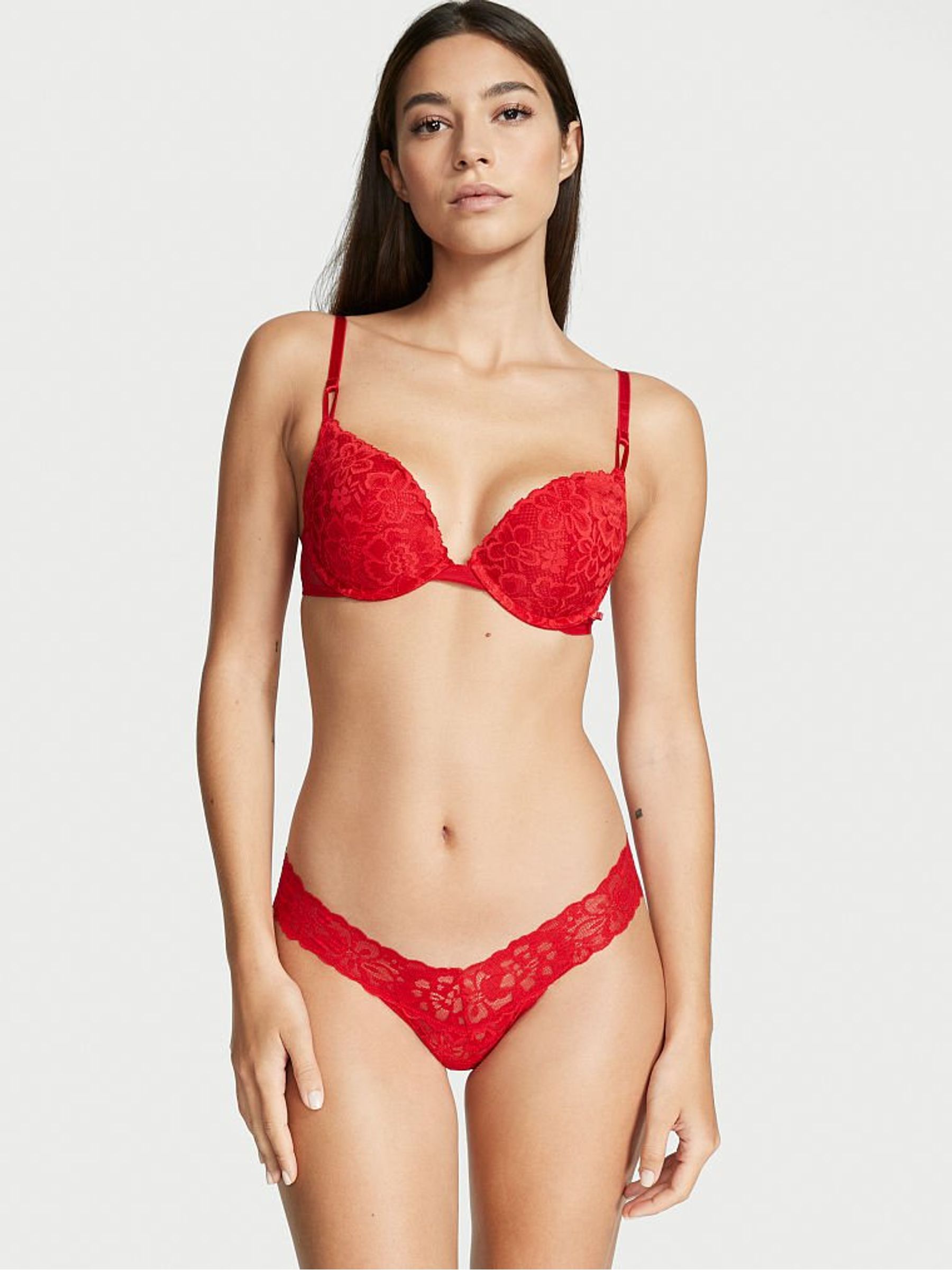 Lipstick Red Lace Thong Knickers - Image 1 of 4