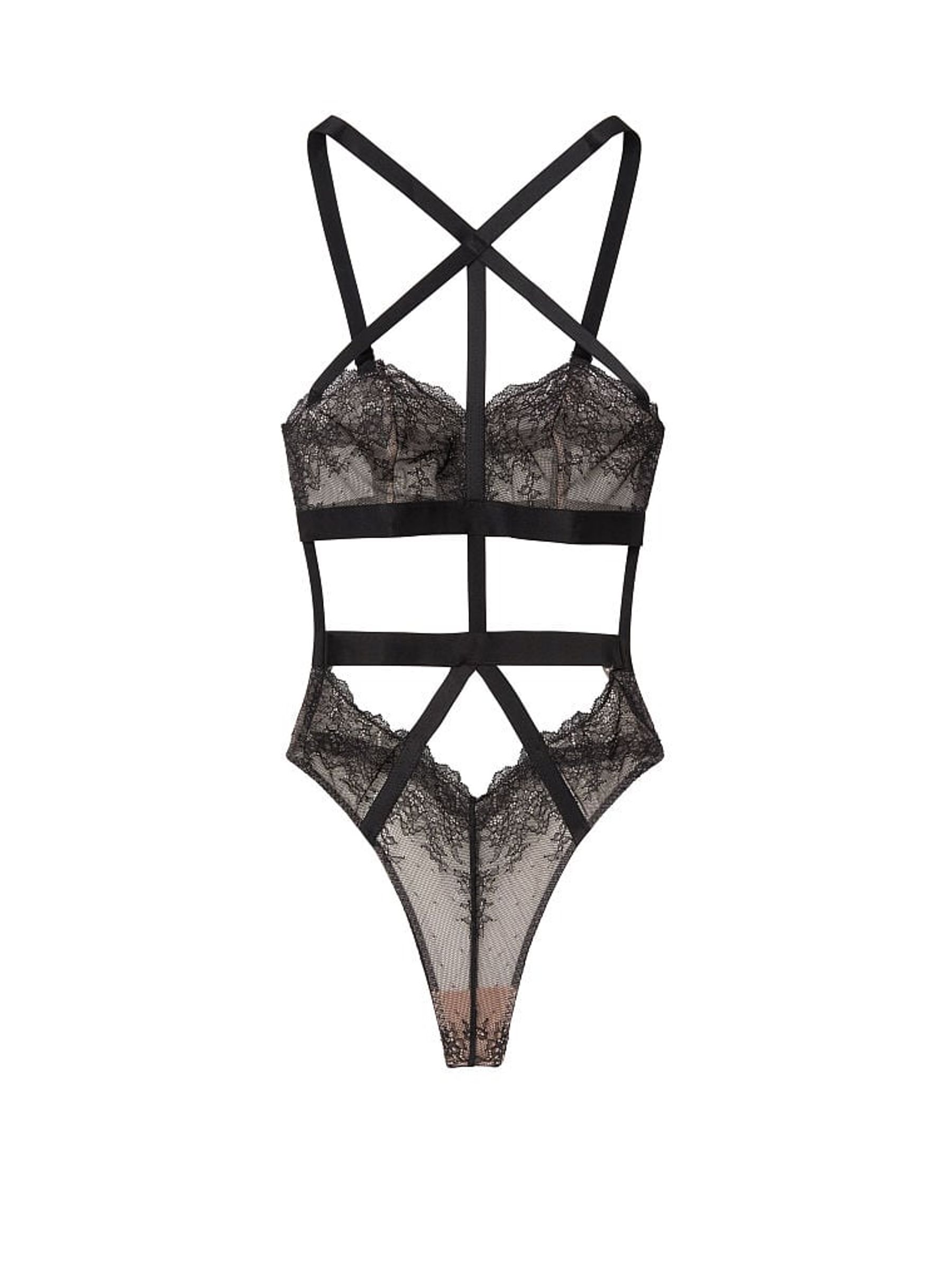 Black Cutout Lace Unlined Bodysuit - Image 3 of 3