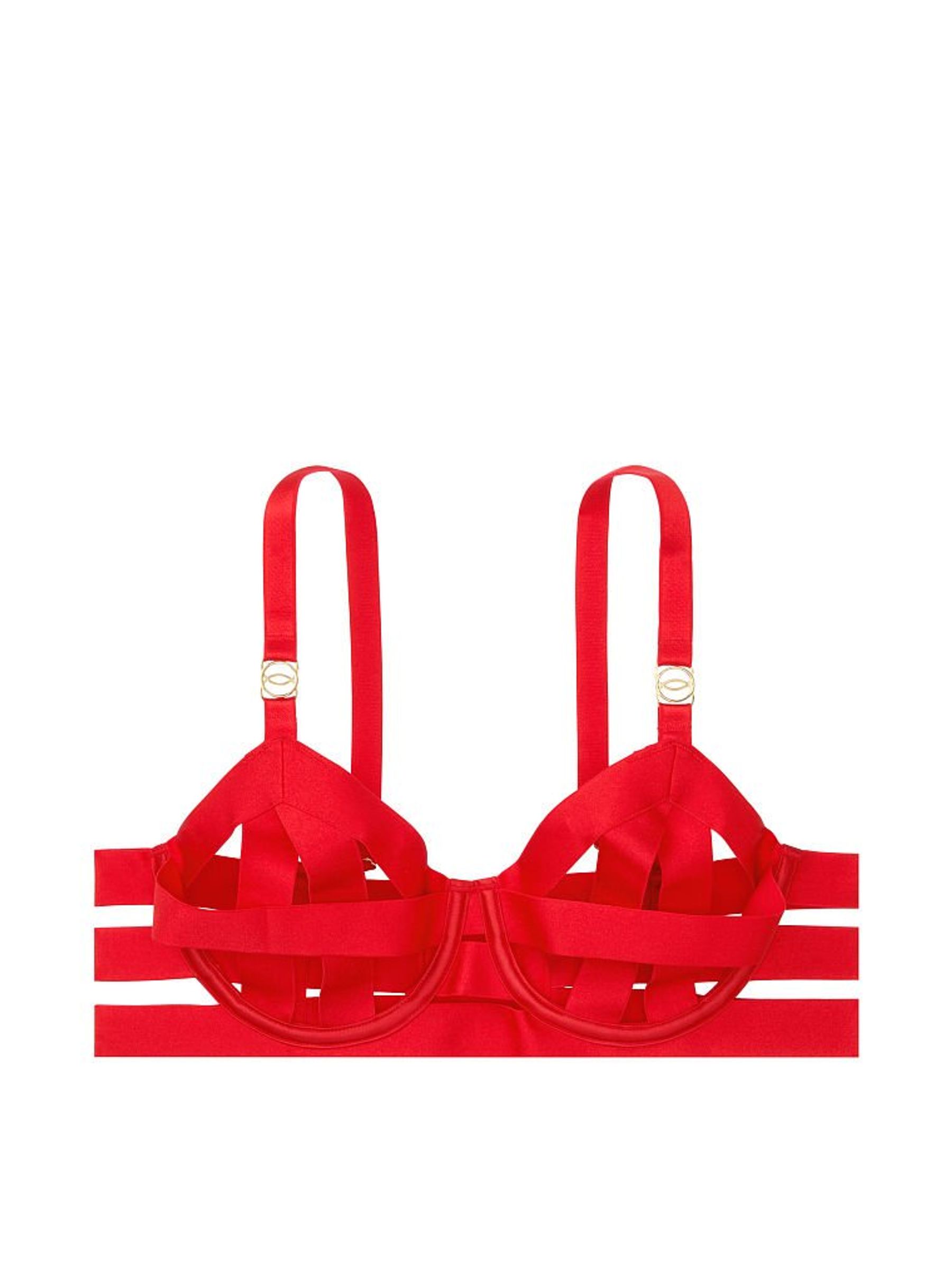 Lipstick Red Unlined Strappy Demi Bra - Image 3 of 3