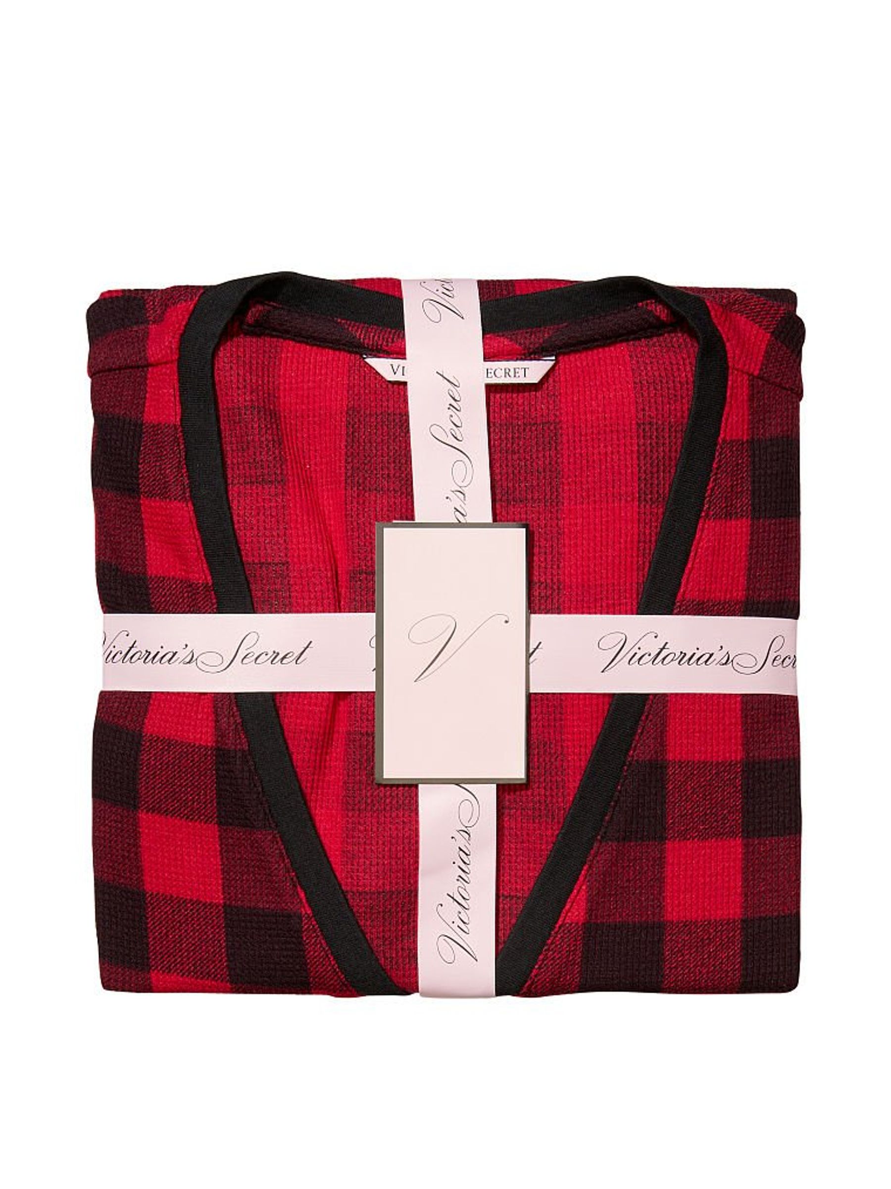 Lipstick Red and Black Check Plaid Thermal Short Pyjamas - Image 4 of 4