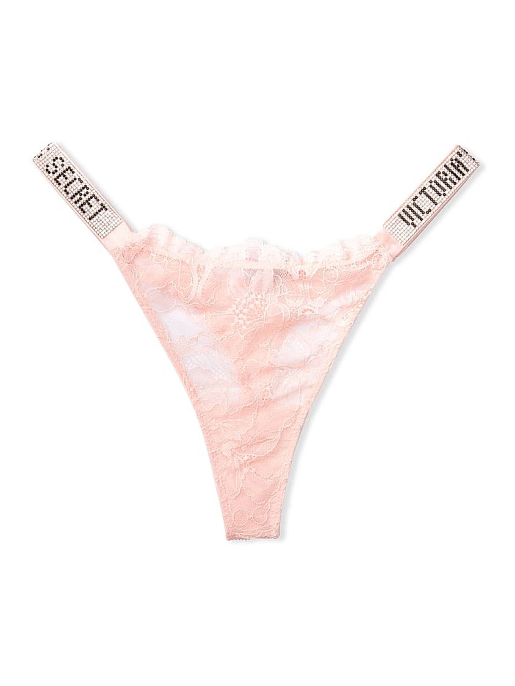 Purest Pink Bombshell Shine Strap Lace Thong Joggery - Image 3 of 3