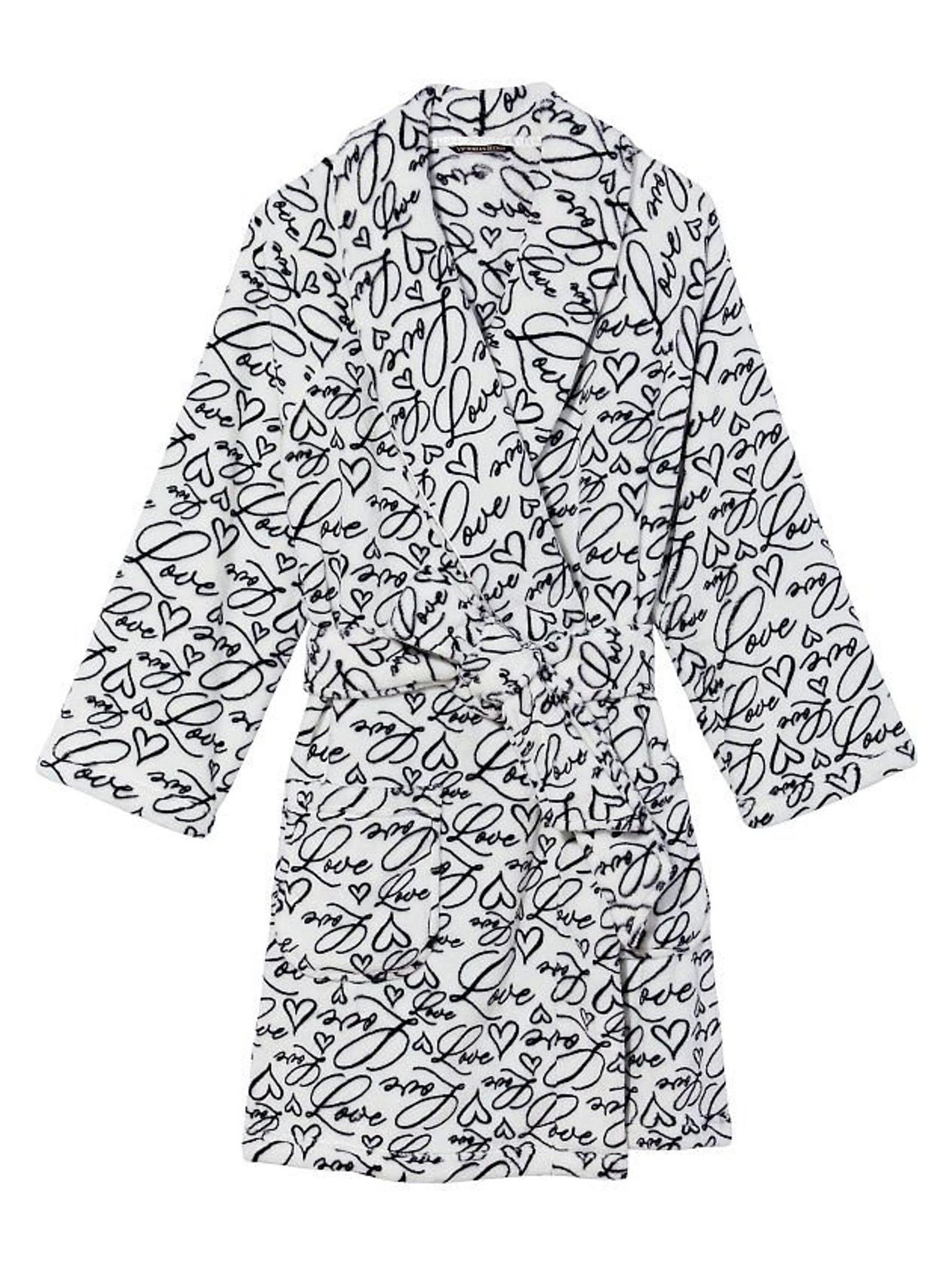 White Script Short Cosy Dressing Gown - Image 1 of 5