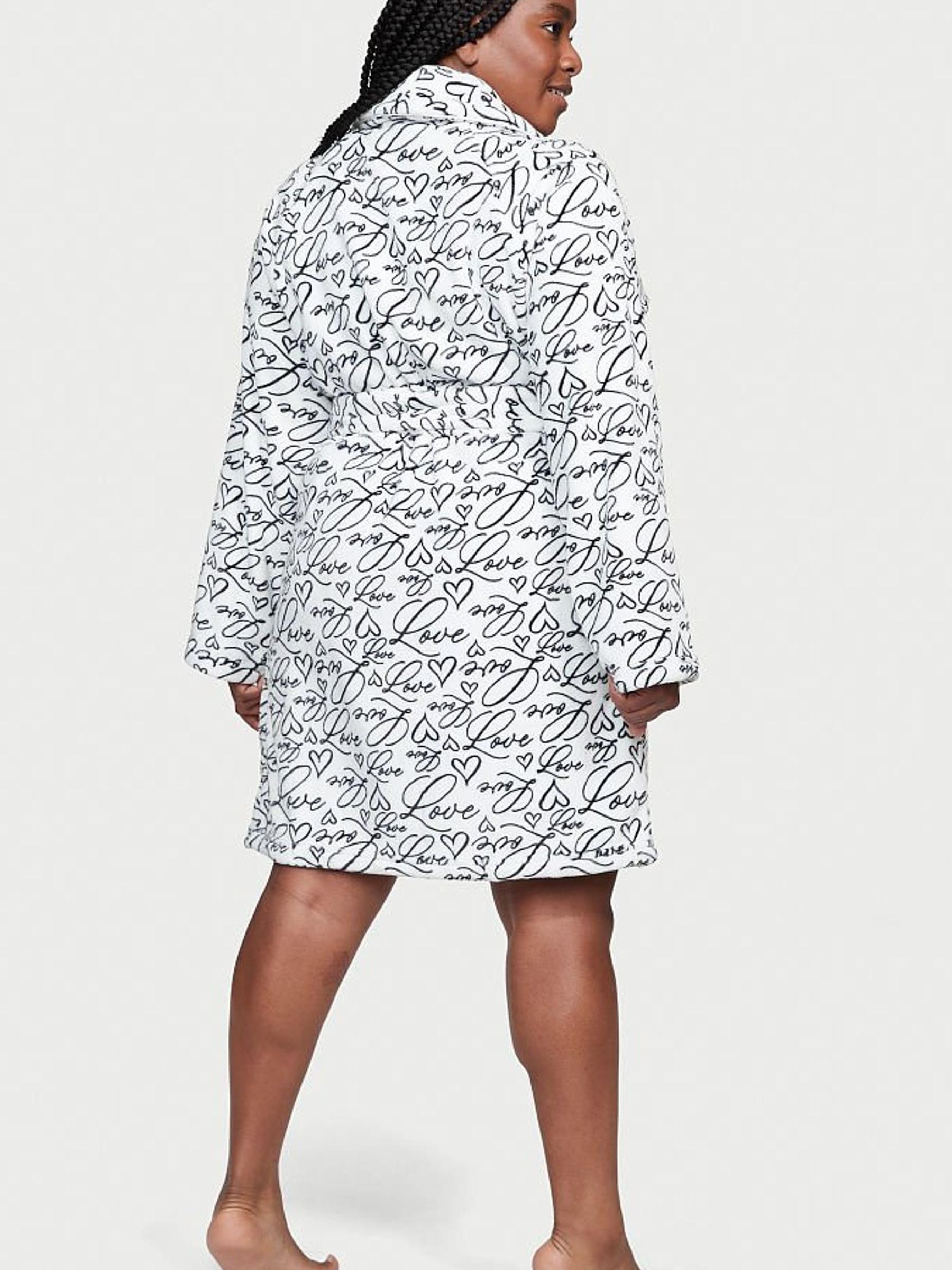White Script Short Cosy Dressing Gown - Image 2 of 5