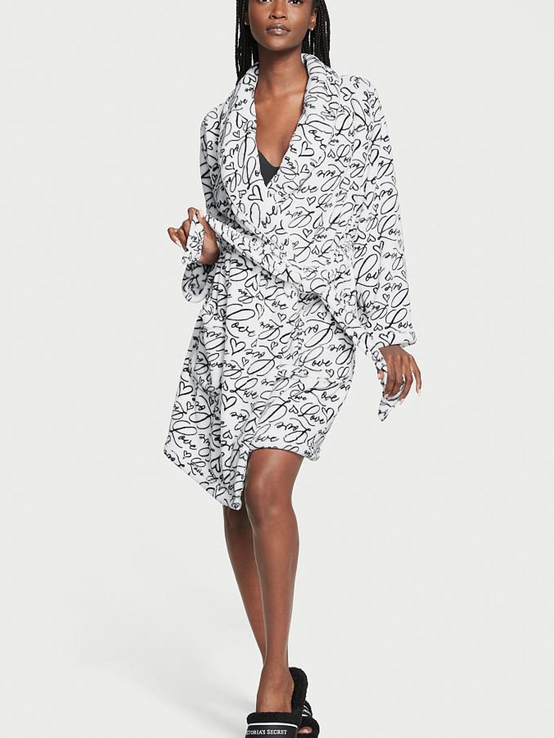 White Script Short Cosy Dressing Gown - Image 3 of 5