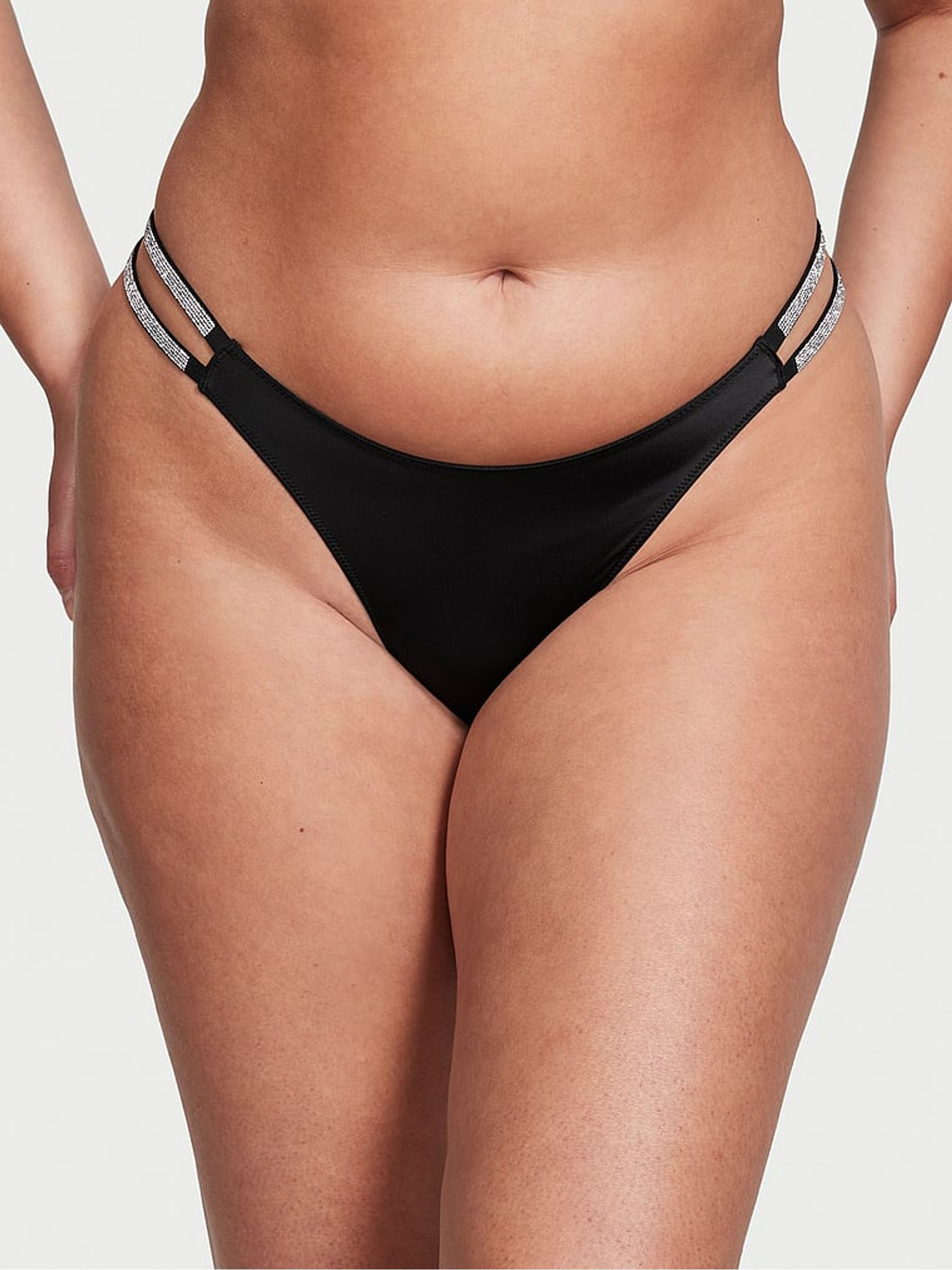 Black Smooth Double Brazilian Shine Strap Knickers - Image 1 of 4