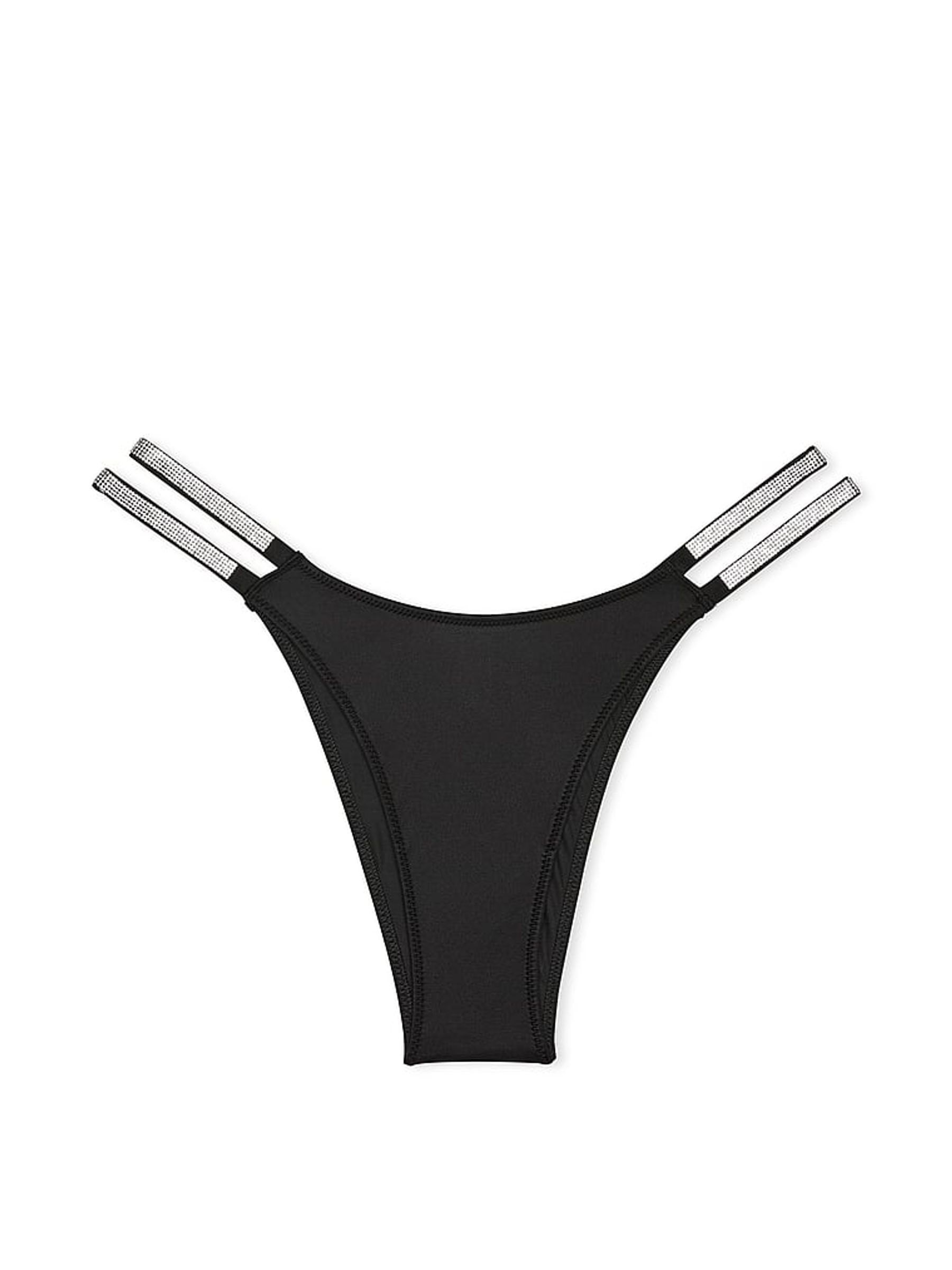 Black Smooth Double Brazilian Shine Strap Knickers - Image 3 of 4