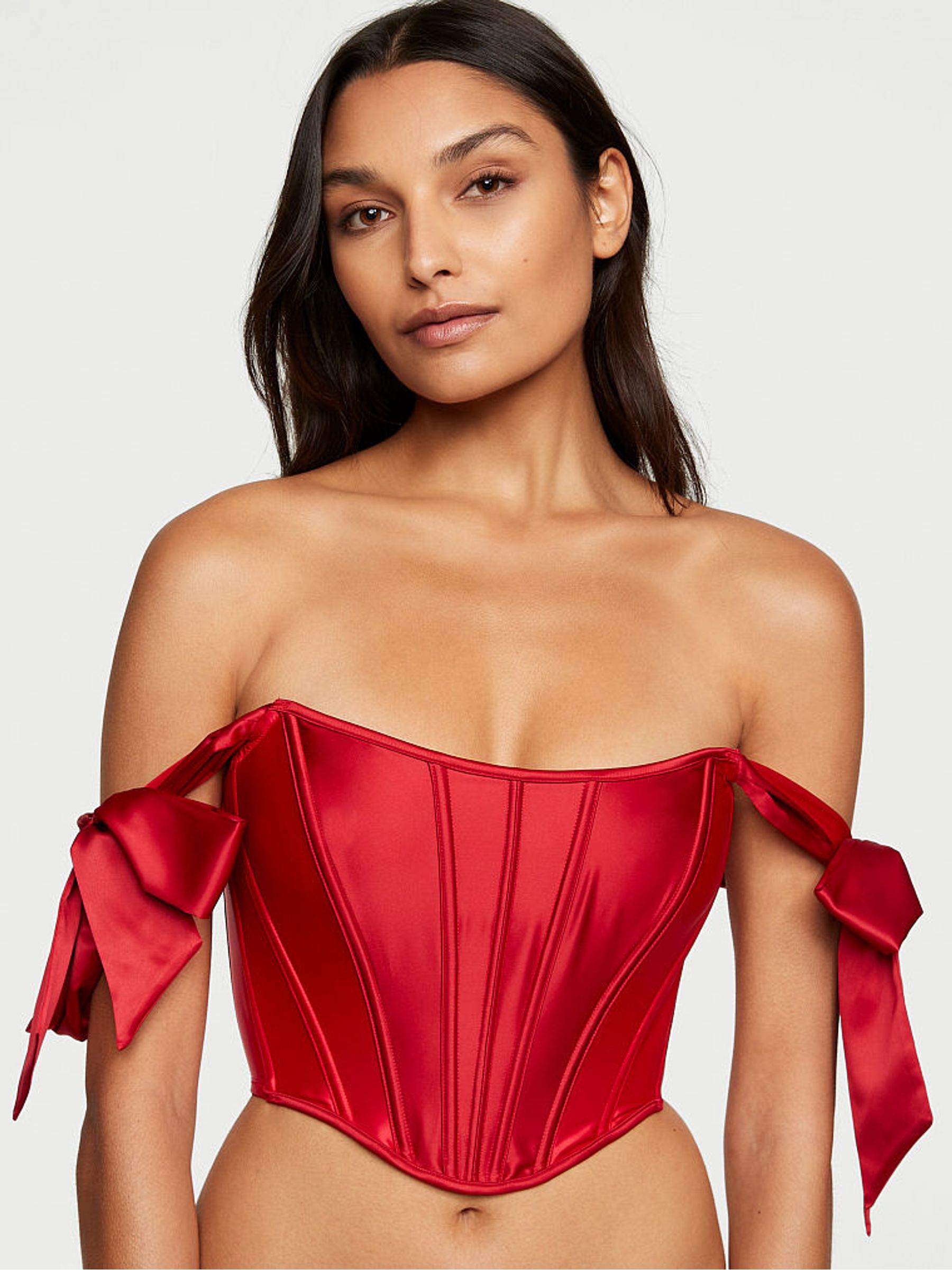 Lipstick Red Corset Bra Top - Image 1 of 4