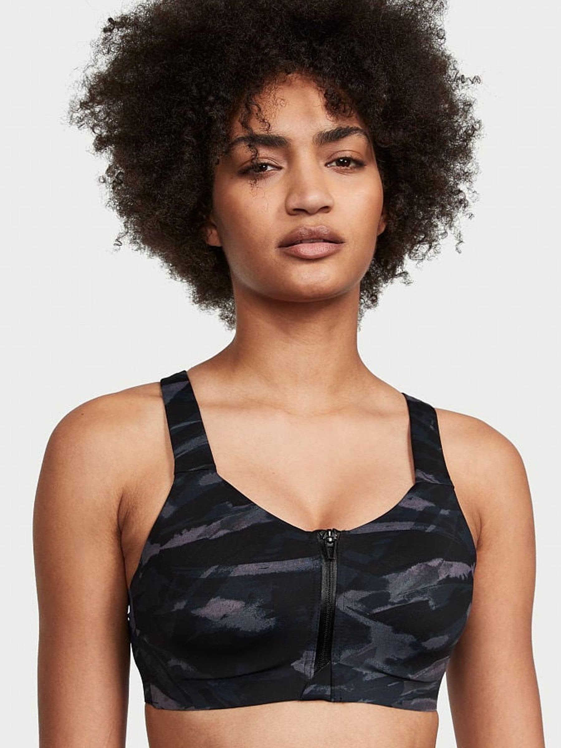 Zebra Grey Smooth Front Fastening Wired High Impact Sports Bra - Image 1 of 4