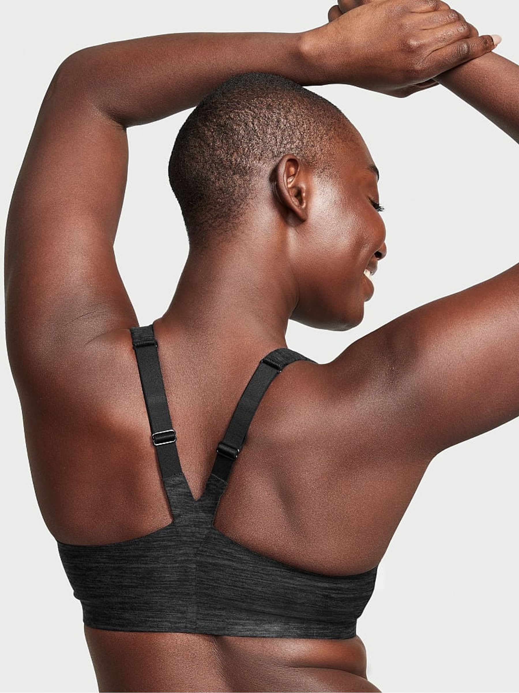 Onyx Grey Smooth Front Fastening Wired High Impact Sports Bra - Image 2 of 4