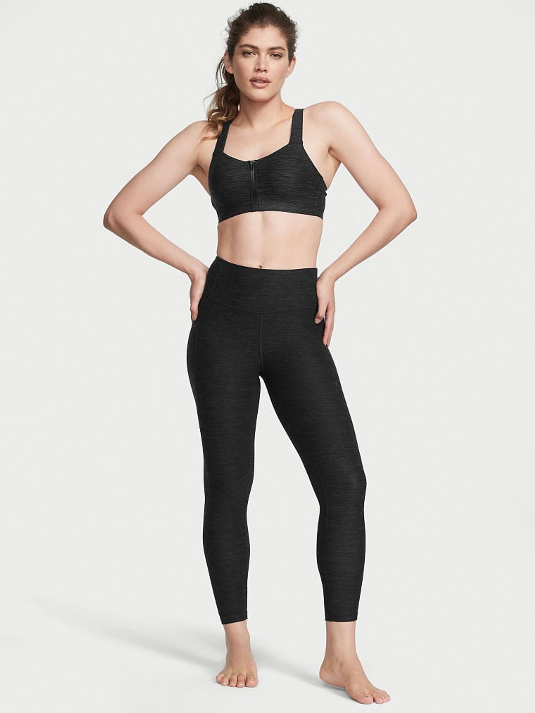 Onyx Grey Smooth Front Fastening Wired High Impact Sports Bra - Image 3 of 4