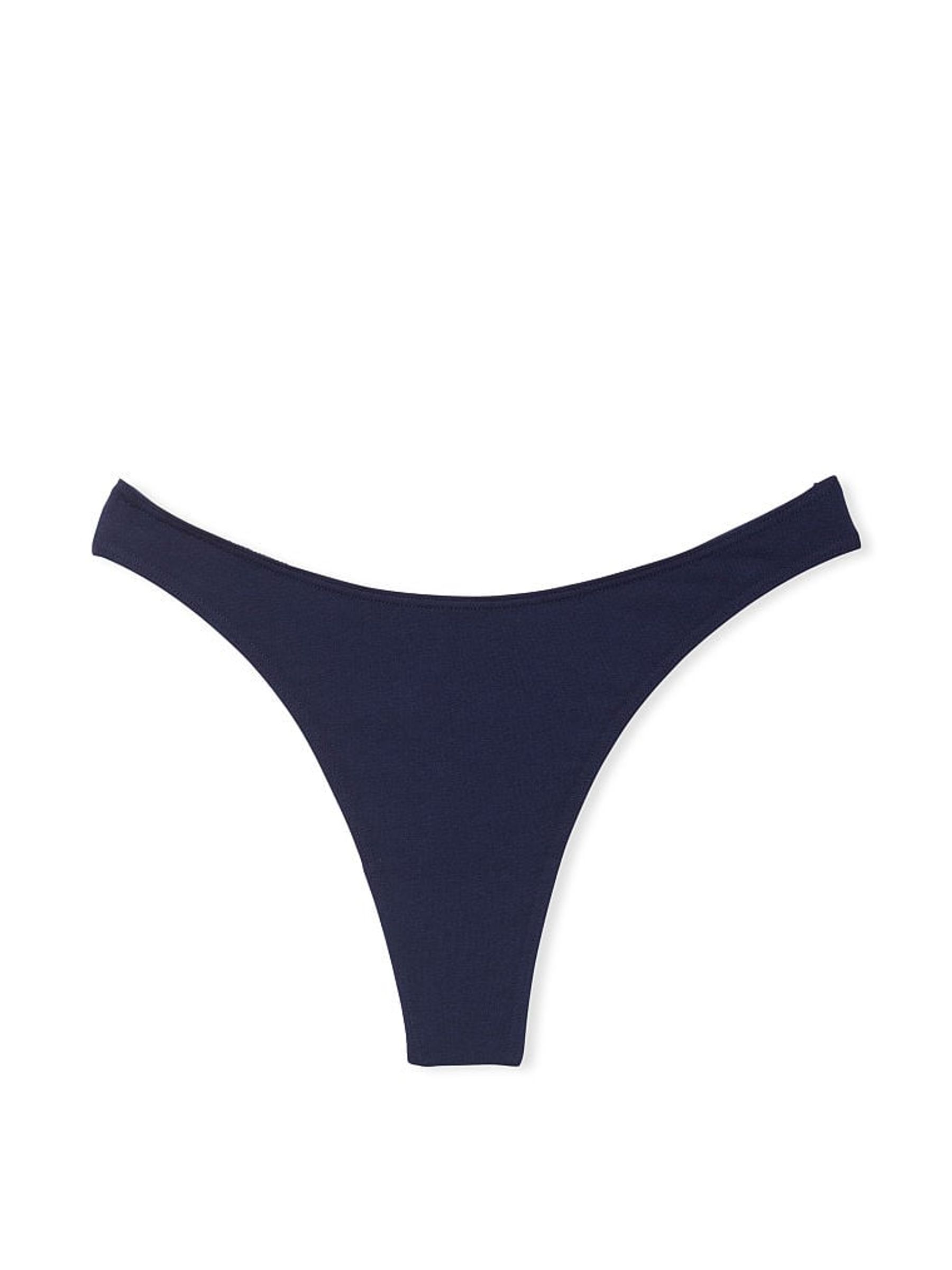 Noir Navy Blue High Leg Scoop Thong Knickers - Image 3 of 3