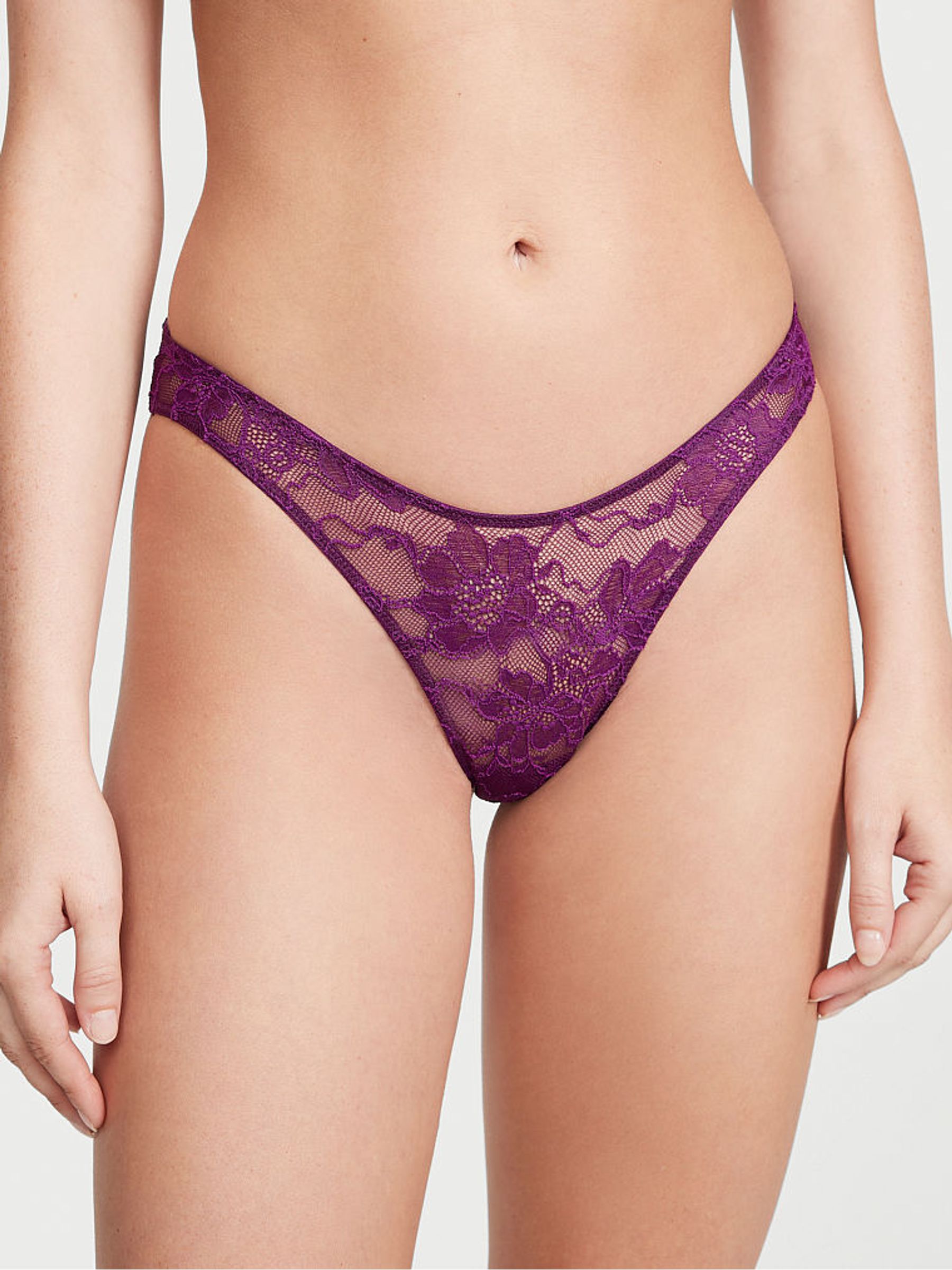 Grape Soda Purple Lace Cheeky Shine Strap Knickers - Image 1 of 1