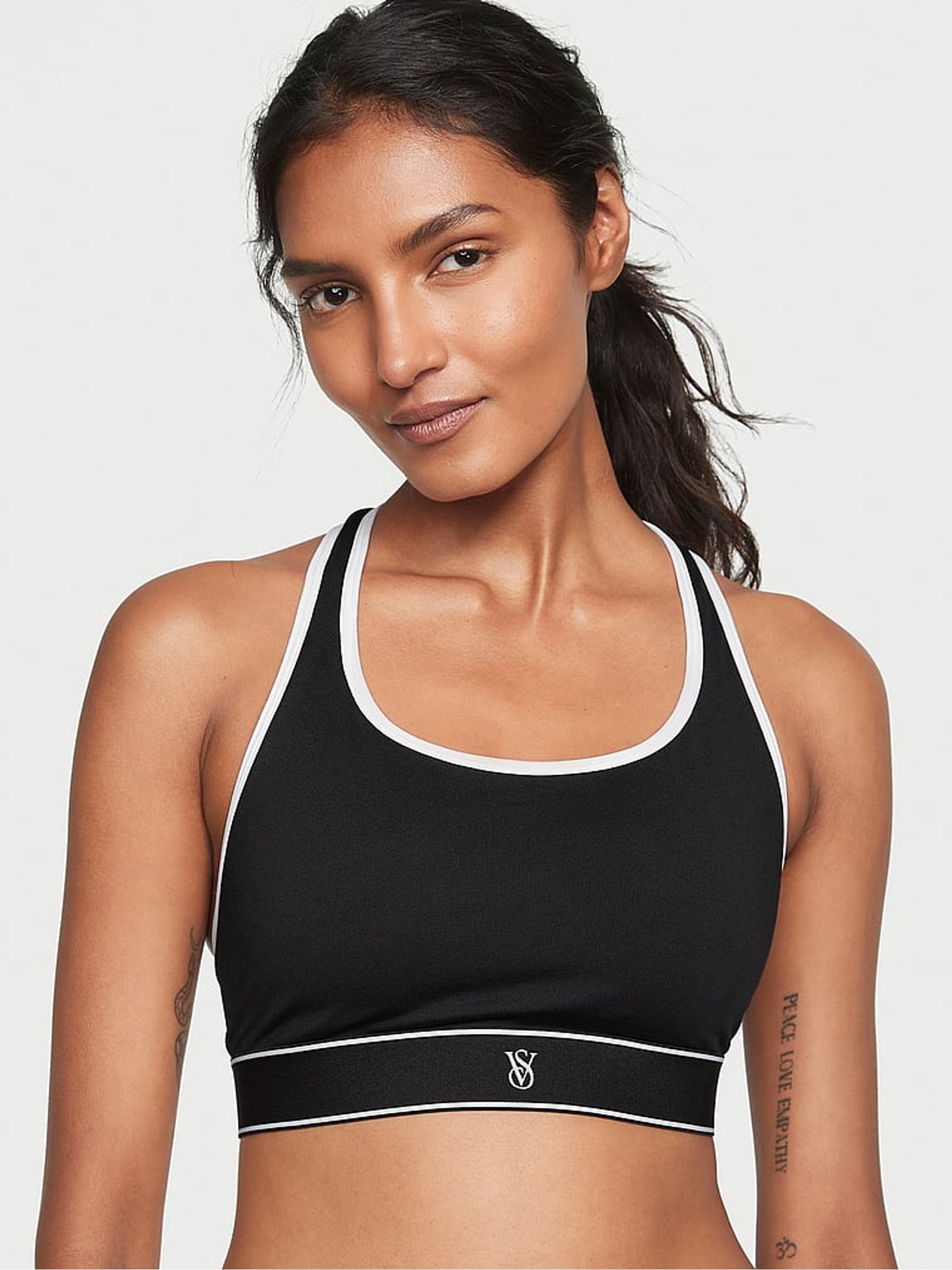 Black & White Player Unlined Sports Bra - Image 1 of 3
