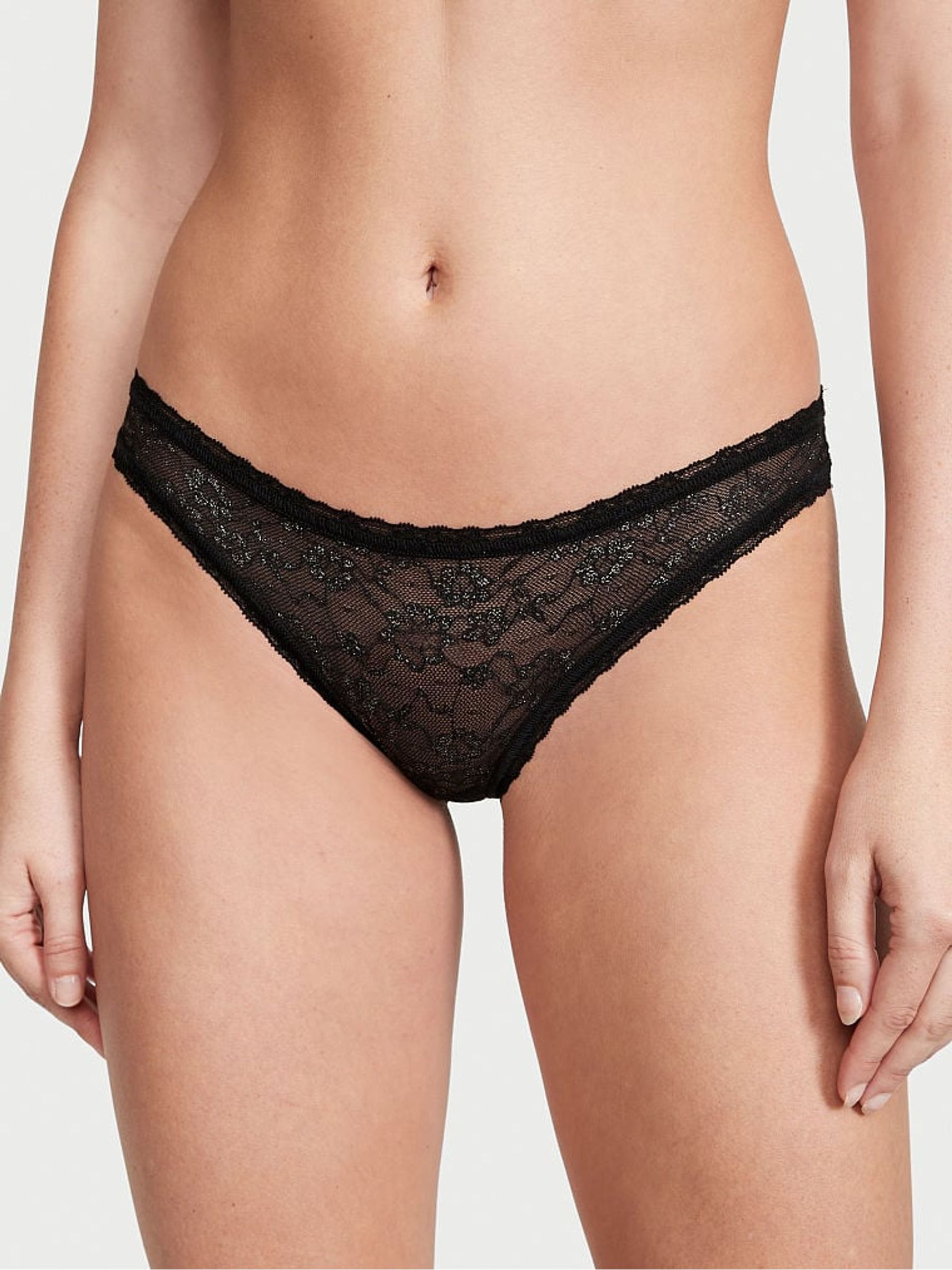 Black Gold Core Lace Up Cheeky Lace Knickers - Image 1 of 4