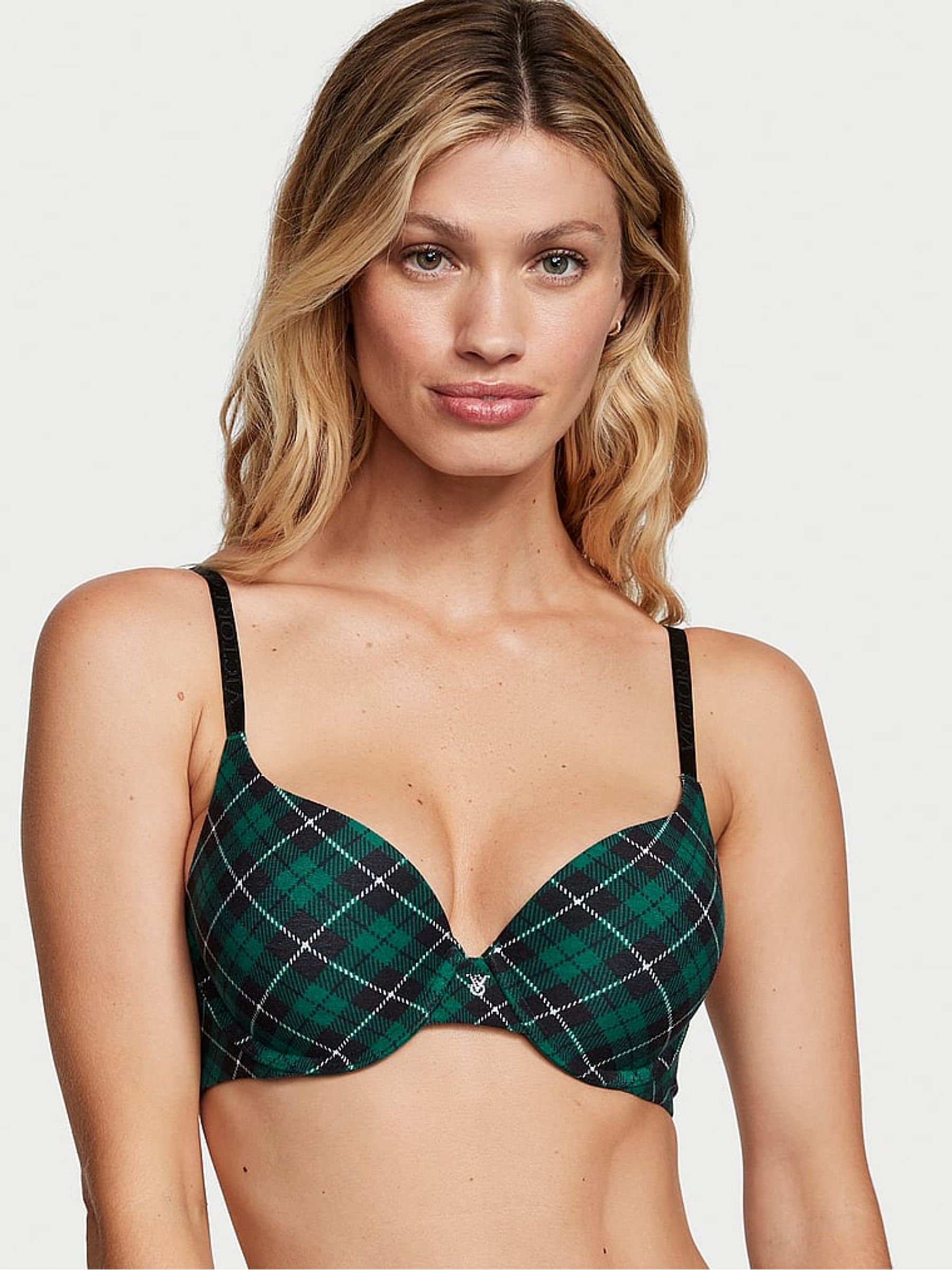 Shaded Spruce Green Buffalo Tartan Full Cup Push Up Bra - Image 1 of 3