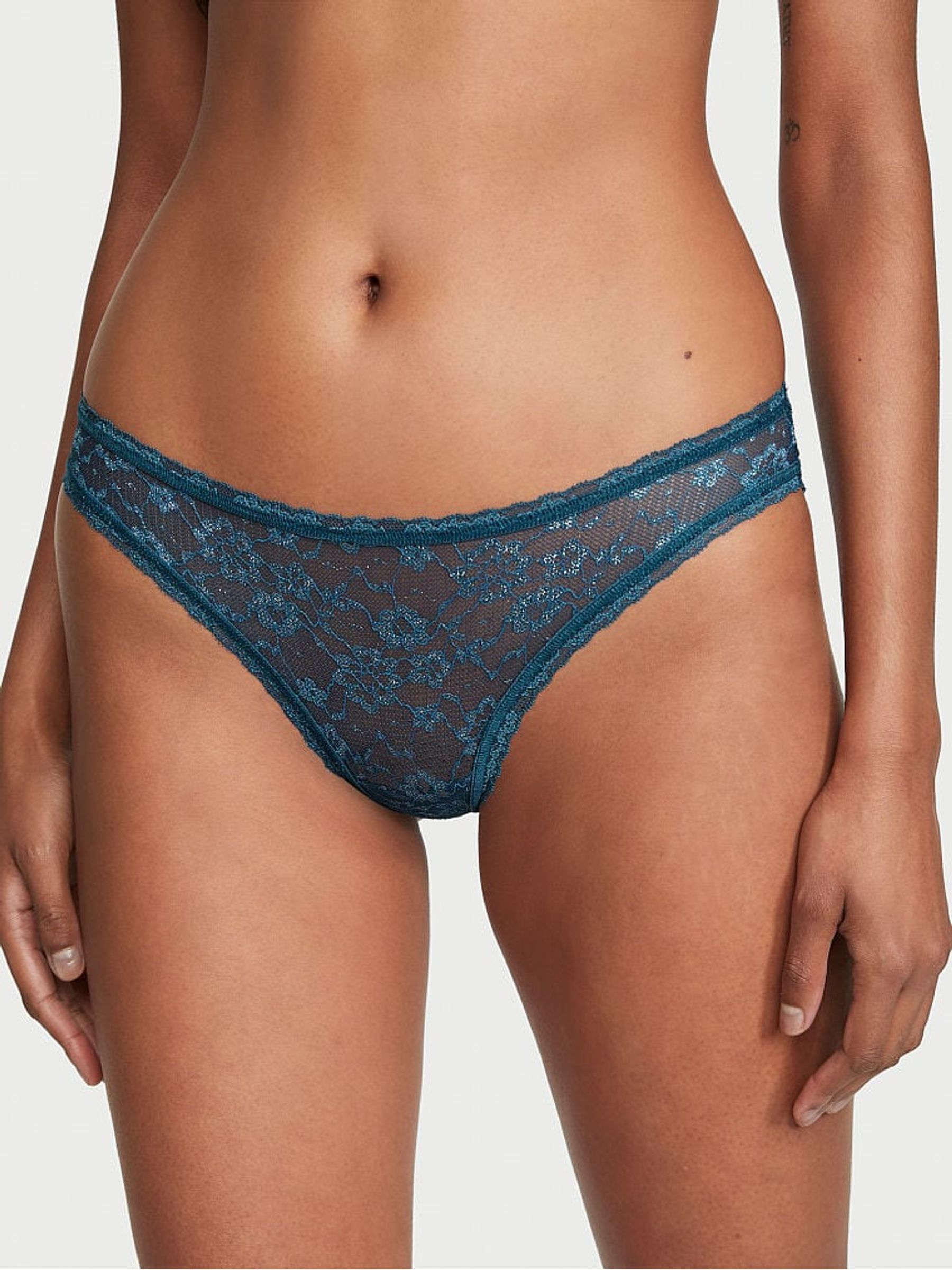 Midnight Sea Blue Silver Bikini Knickers - Image 1 of 1 Midnight Sea Blue Silver Bikini Knickers - Image 1 of 1