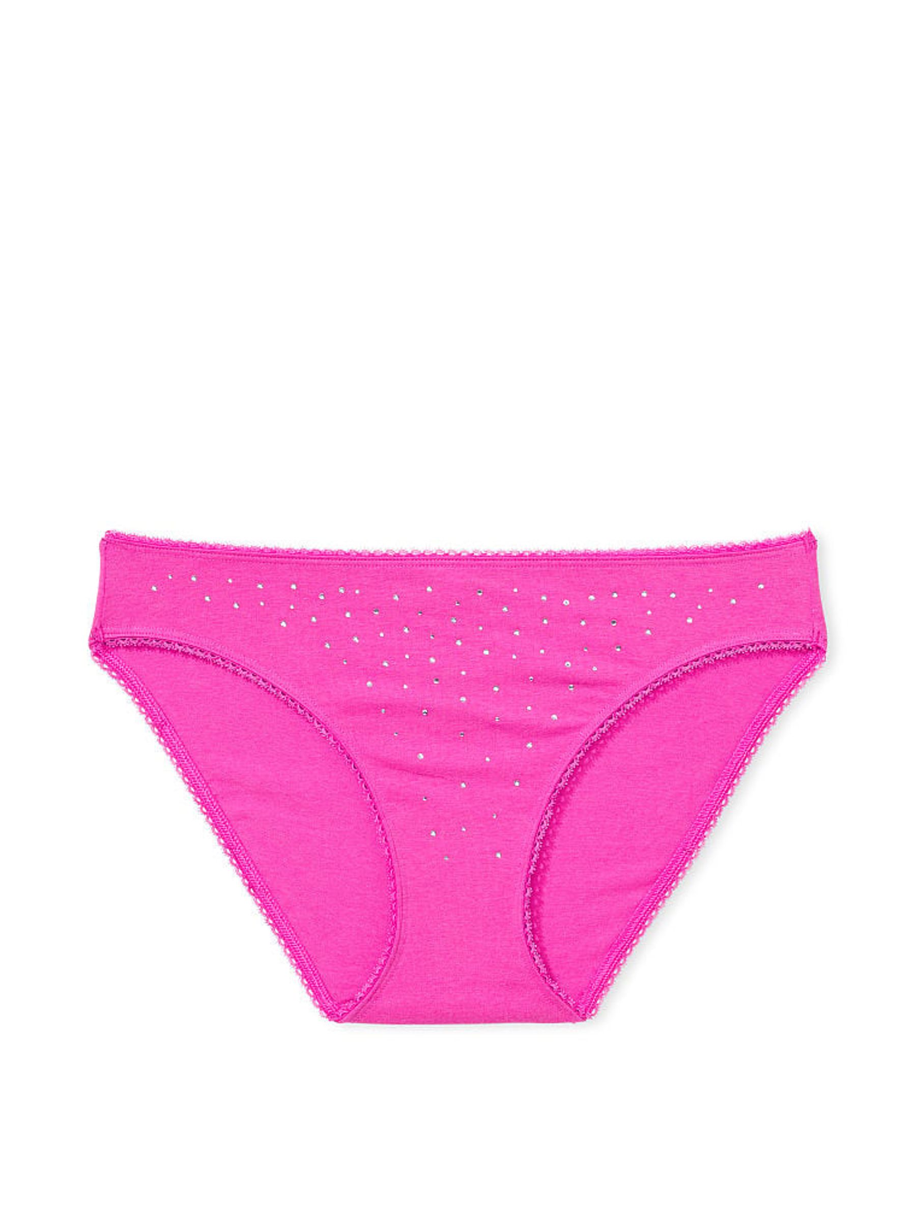 Fuchsia Frenzy Pink Scattered Stones Bikini Stretch Cotton Knickers - Image 3 of 3