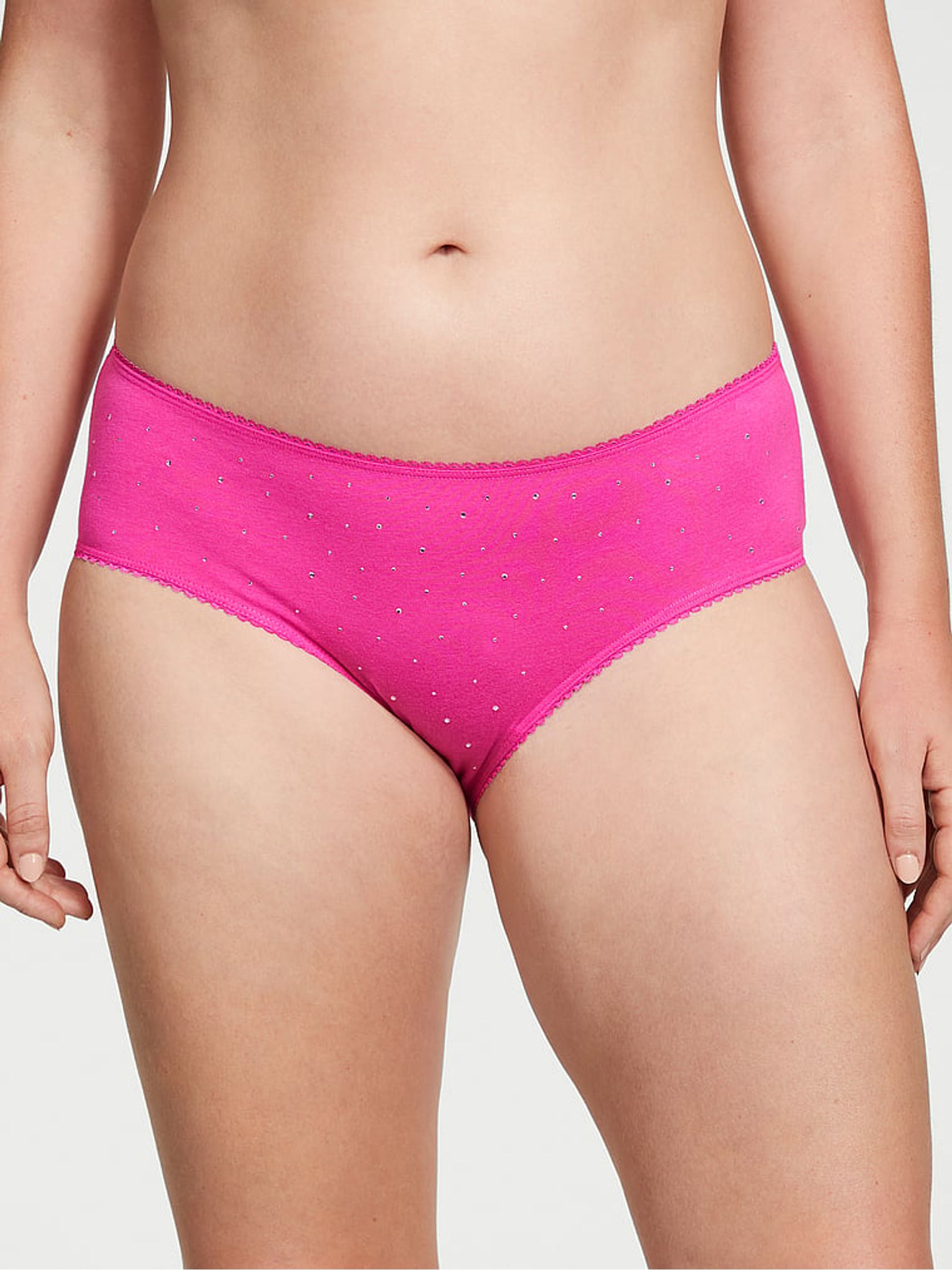 Fuchsia Frenzy Pink Scattered Stones Hipster Stretch Cotton Knickers - Image 1 of 1
