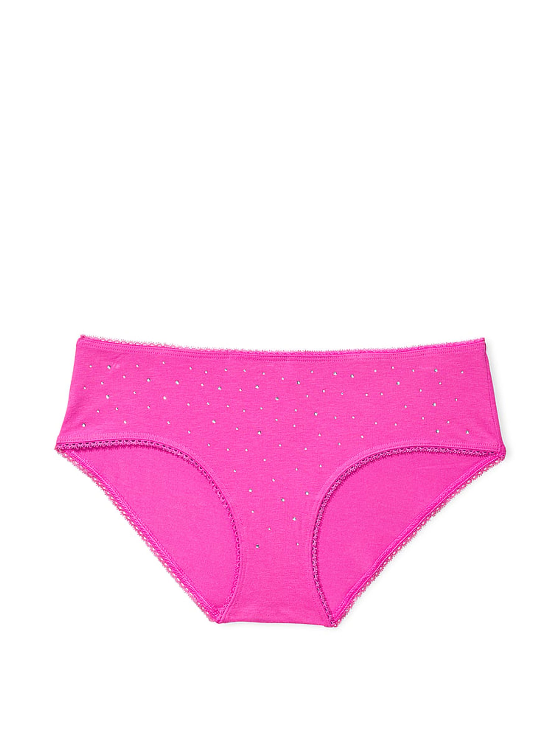 Fuchsia Frenzy Pink Scattered Stones Hipster Stretch Cotton Knickers - Image 3 of 3