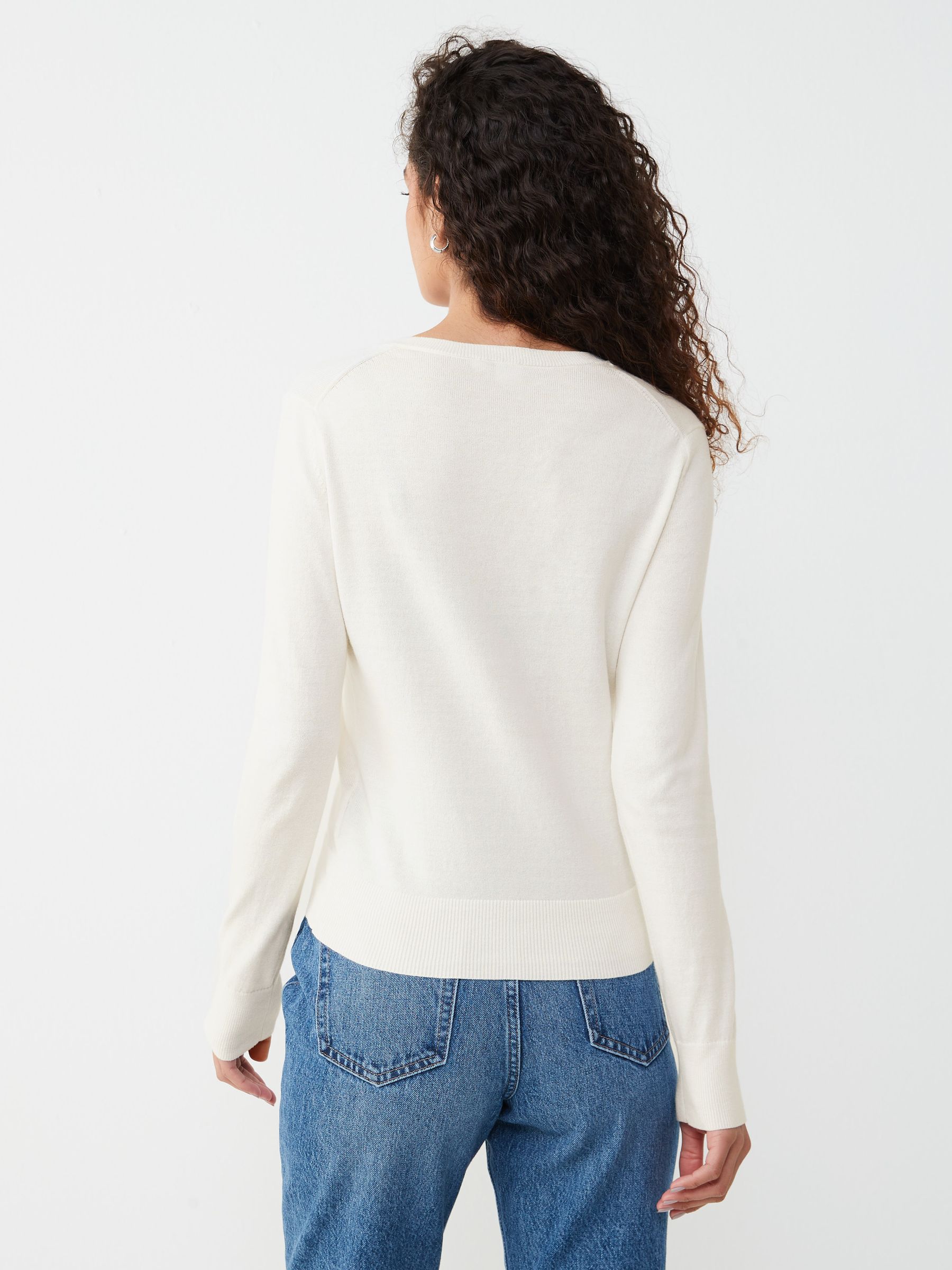 White Lightweight Long Sleeve Crew Neck Cardigan - Image 2 of 4