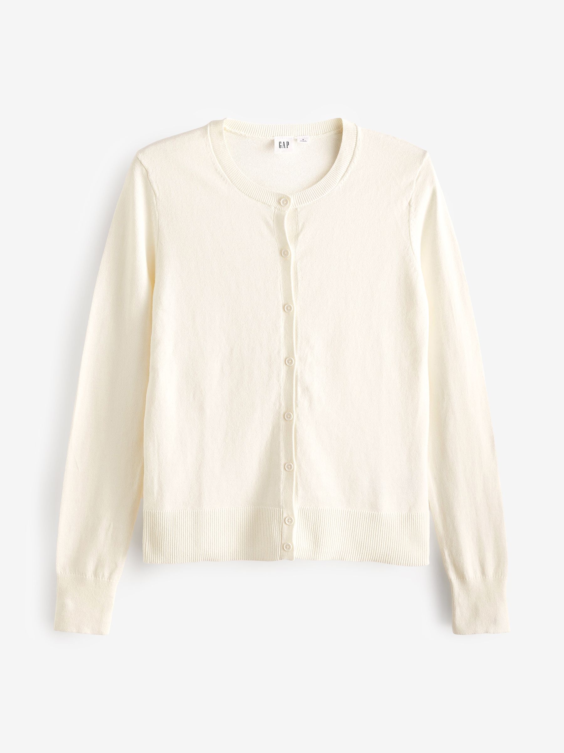 White Lightweight Long Sleeve Crew Neck Cardigan - Image 4 of 4