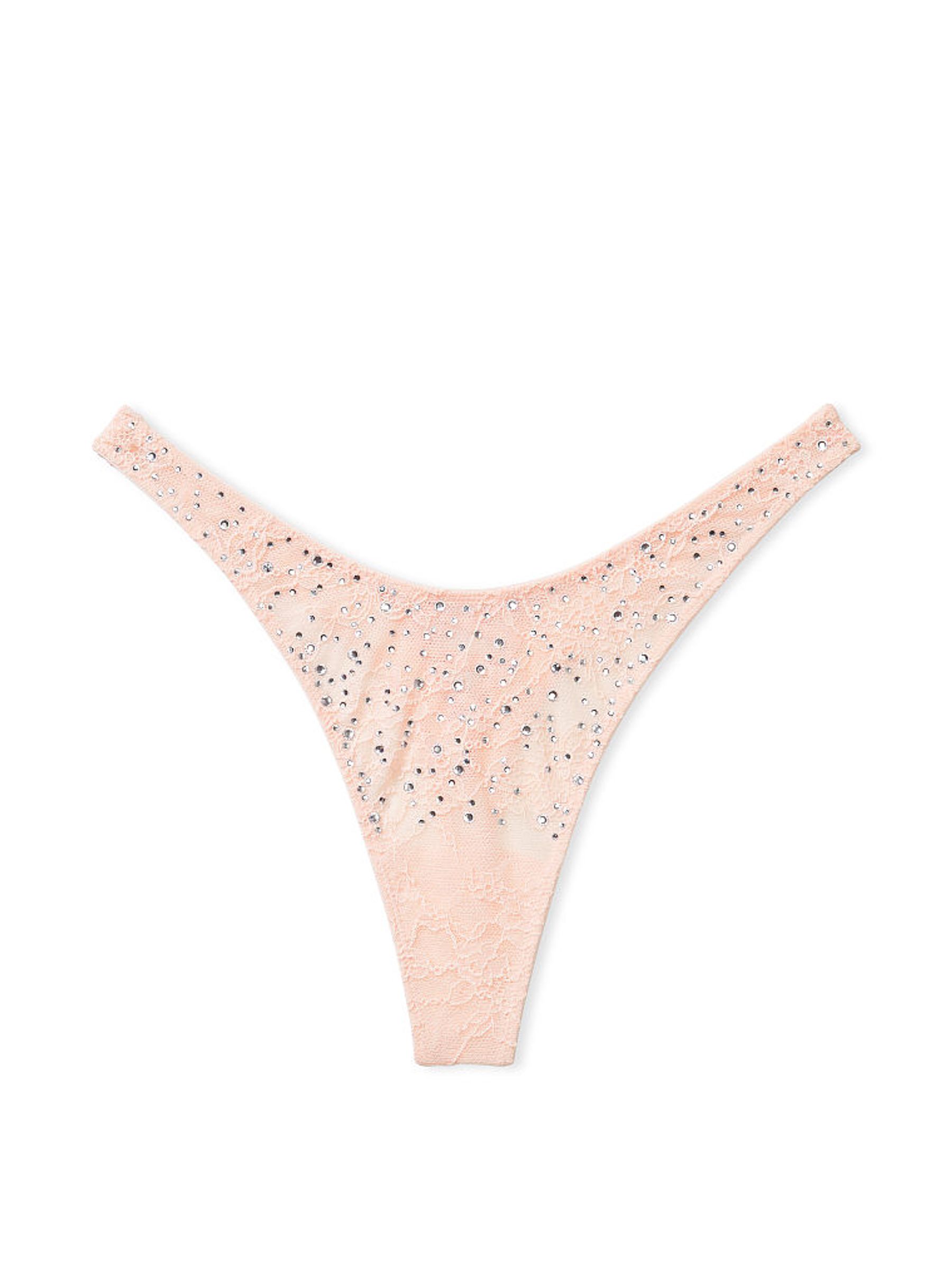 Purest Pink Sugar Coated Embellishment Thong Knickers - Image 3 of 3