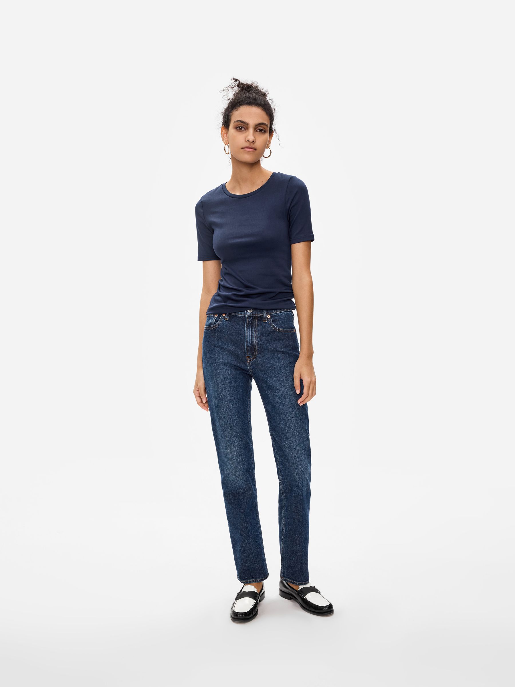 Navy Blue Crew Neck Favourite Cotton-Modal Short Sleeve T-Shirt - Image 2 of 6