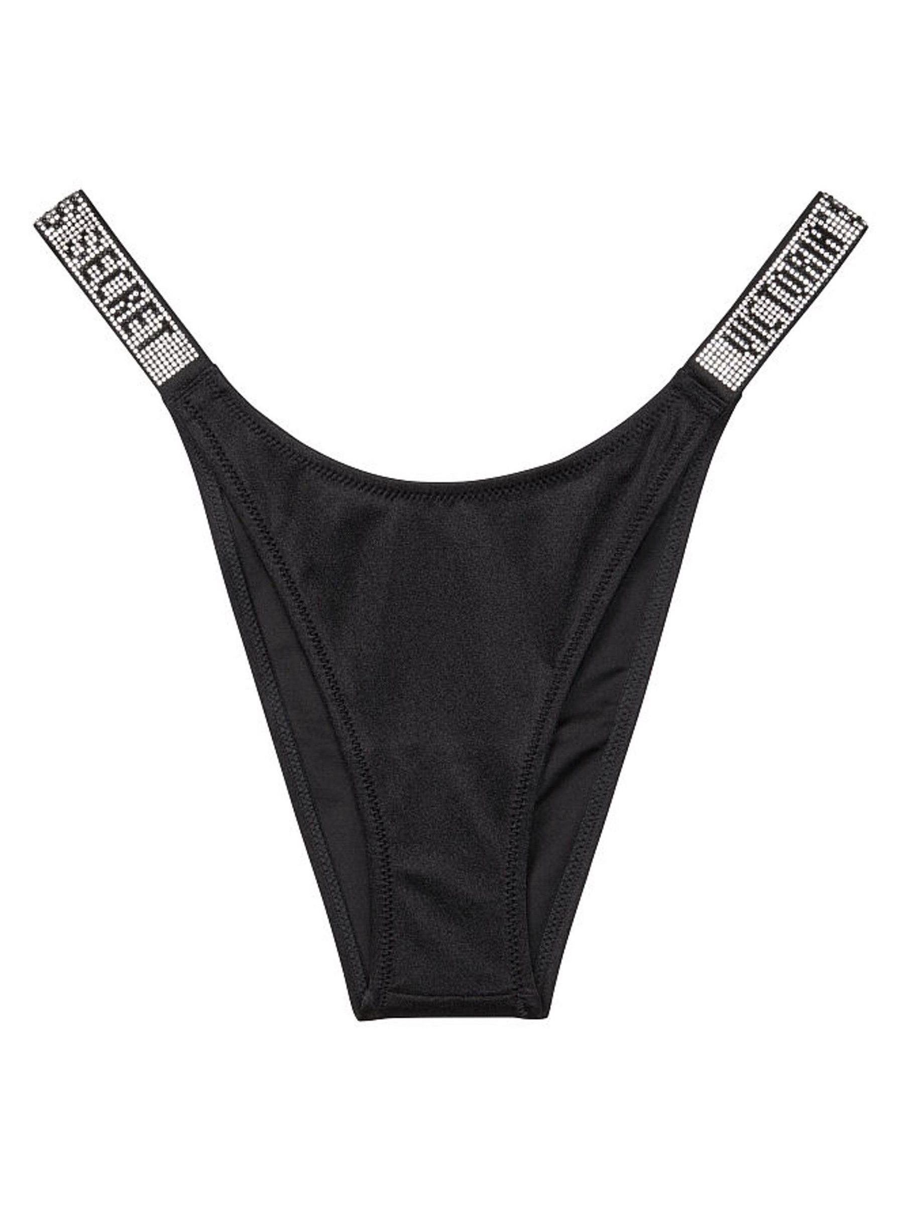 Black Brazilian Shine Strap Swim Bikini Bottom - Image 3 of 3