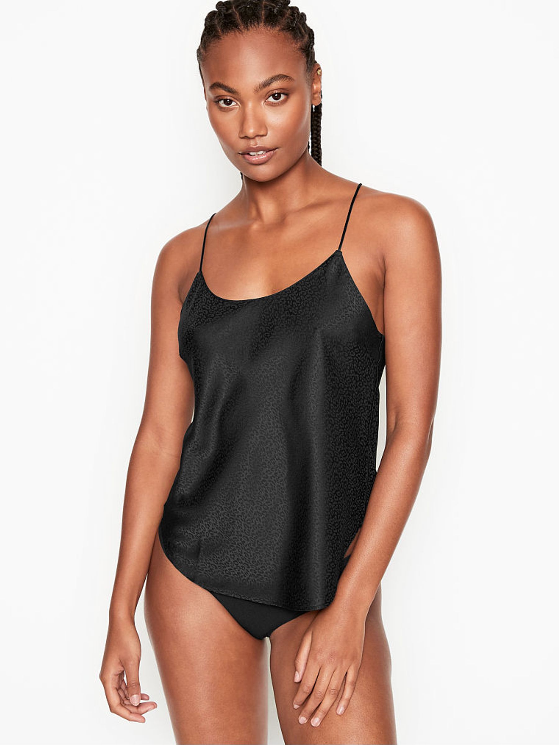 Black Satin Racerback Pyjama Top - Image 1 of 4