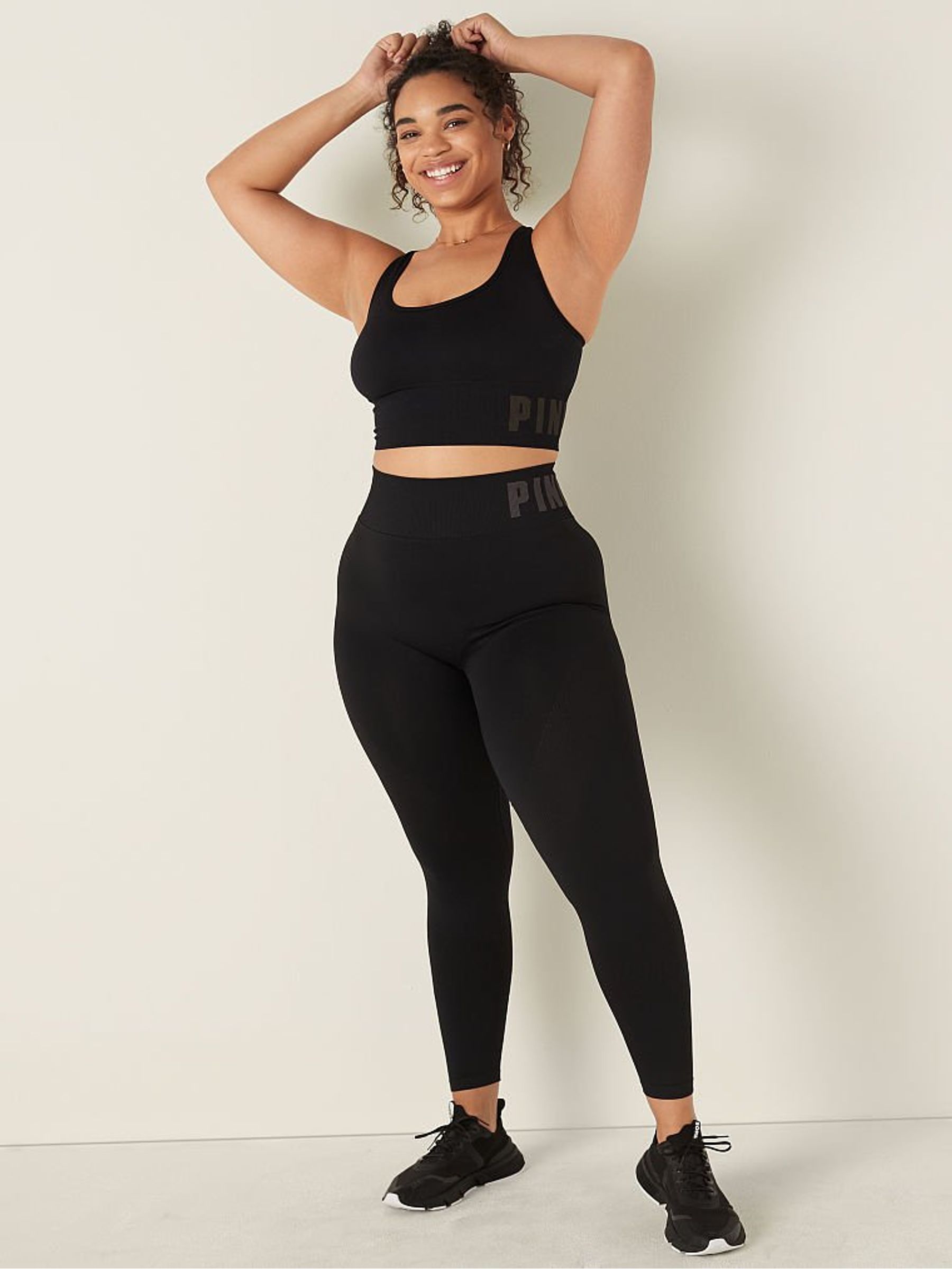 Pure Black Seamless High Waist Full Length Legging - Image 1 of 4