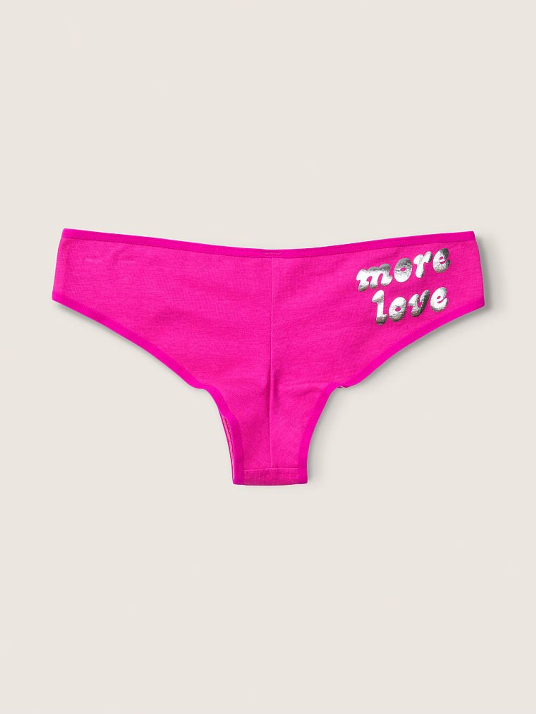 Neon Fuchsia Purple Cotton Strappy Logo Cheeky Knickers - Image 2 of 3