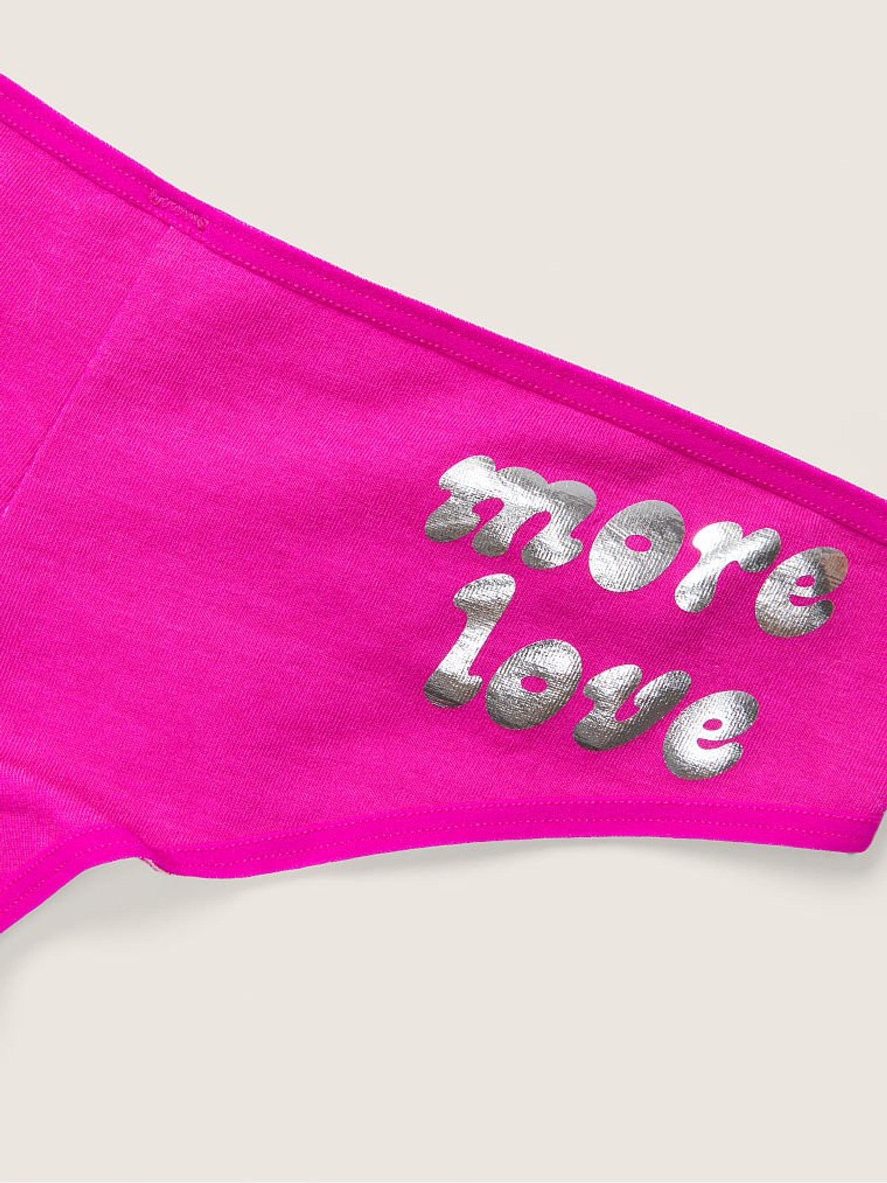 Neon Fuchsia Purple Cotton Strappy Logo Cheeky Knickers - Image 3 of 3