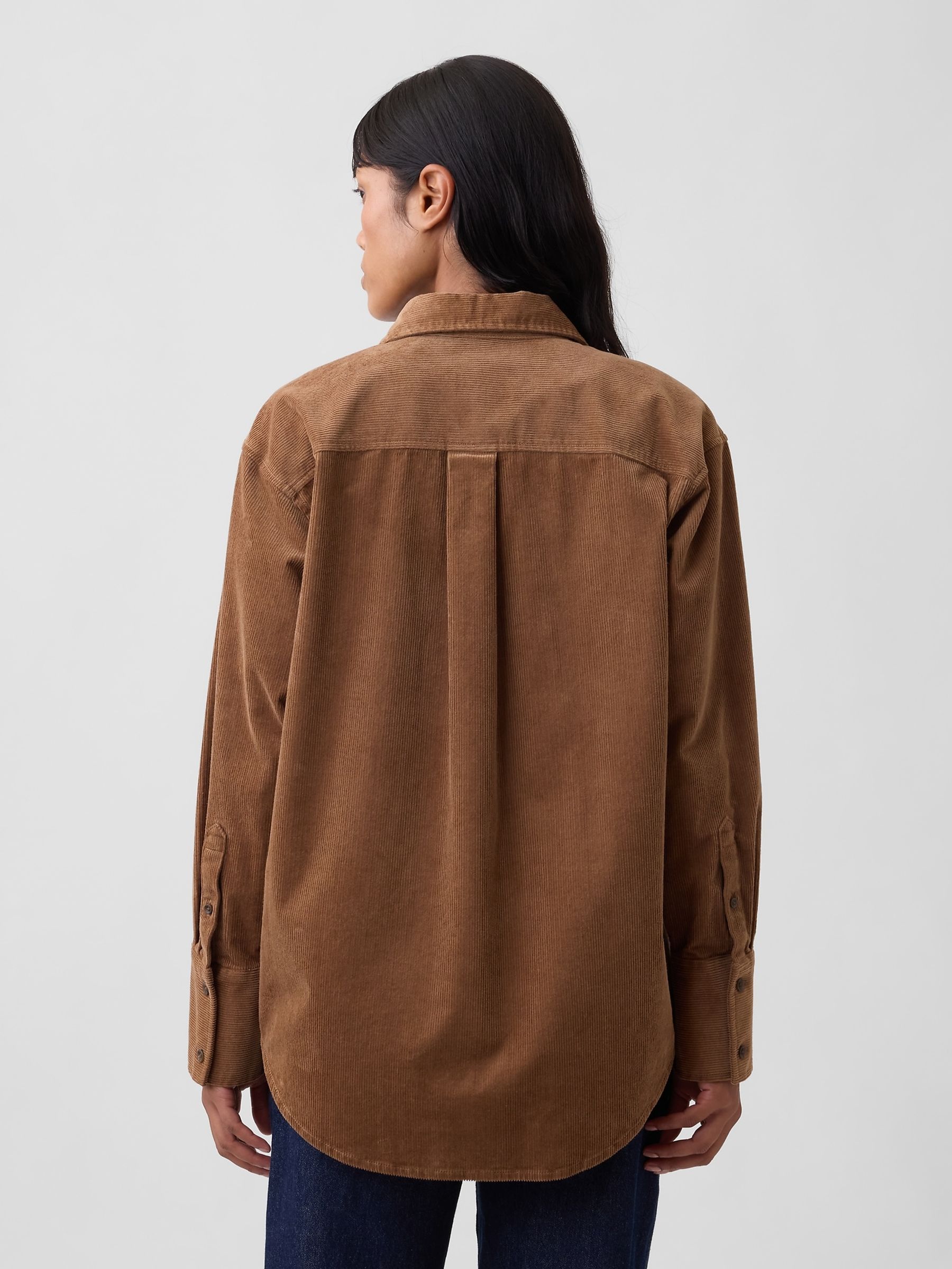 Tan Brown Corduroy Oversized Shirt - Image 2 of 5 Tan Brown Corduroy Oversized Shirt - Image 2 of 5