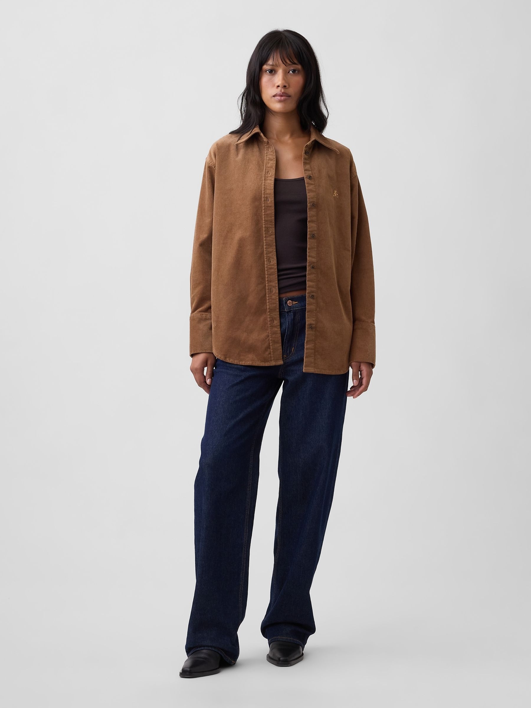 Tan Brown Corduroy Oversized Shirt - Image 3 of 5