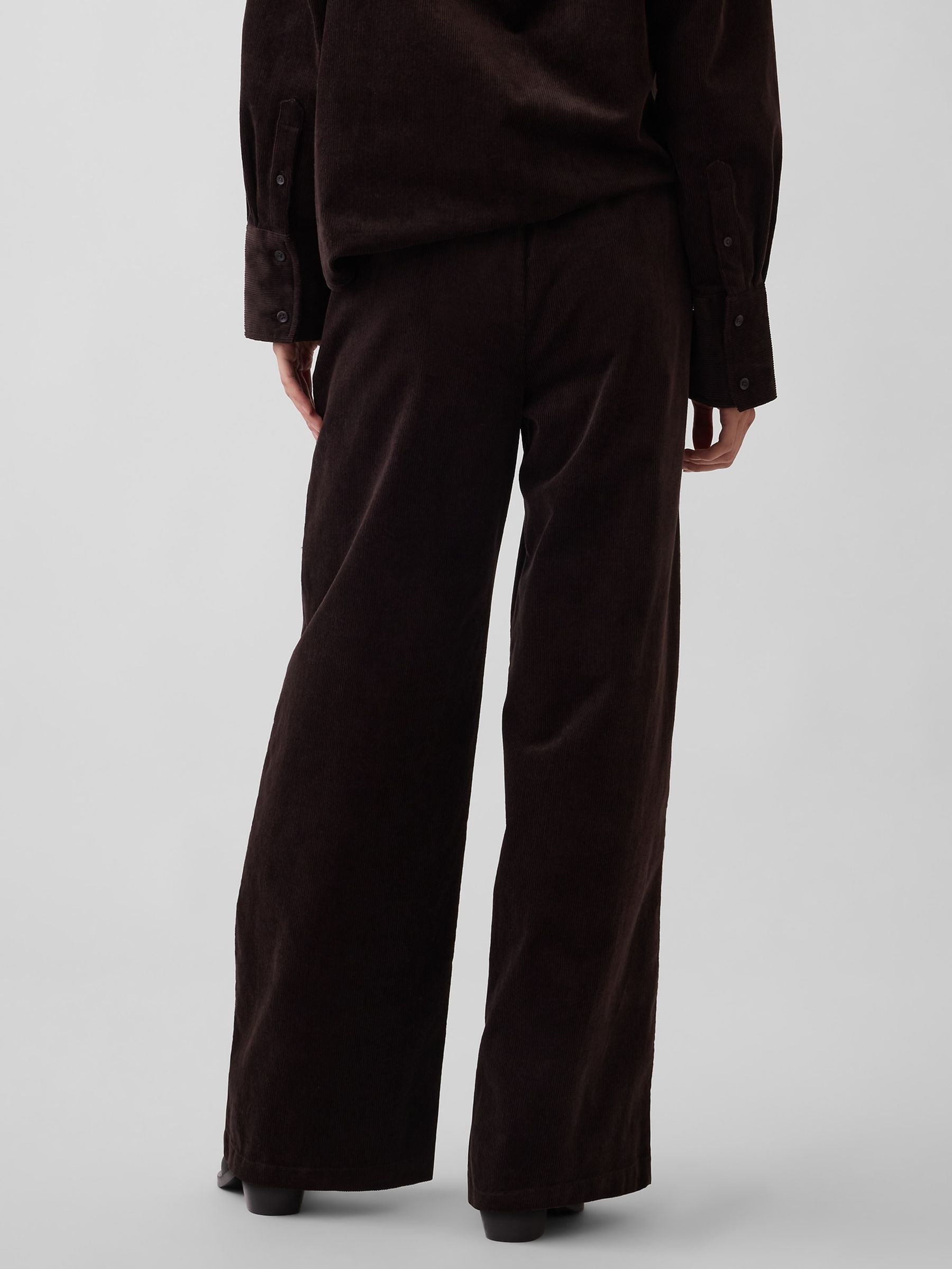 Dark Brown Corduroy Easy Wide-Leg Trousers - Image 2 of 6 Dark Brown Corduroy Easy Wide-Leg Trousers - Image 2 of 6