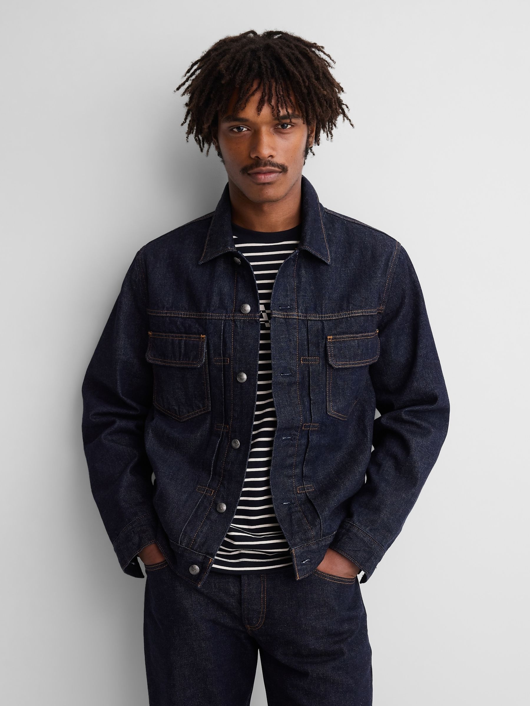 Gap x A.P.C. Dark Wash Lined Japanese Denim Jacket - Image 2 of 9