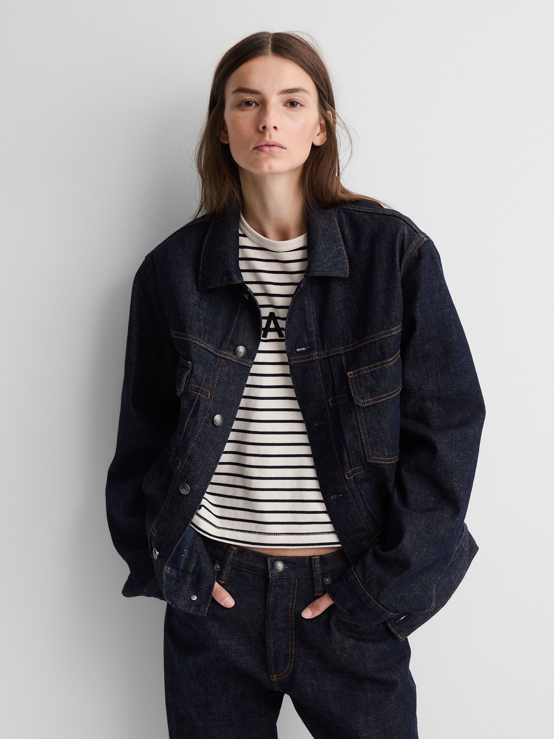 Gap x A.P.C. Dark Wash Lined Japanese Denim Jacket - Image 5 of 9