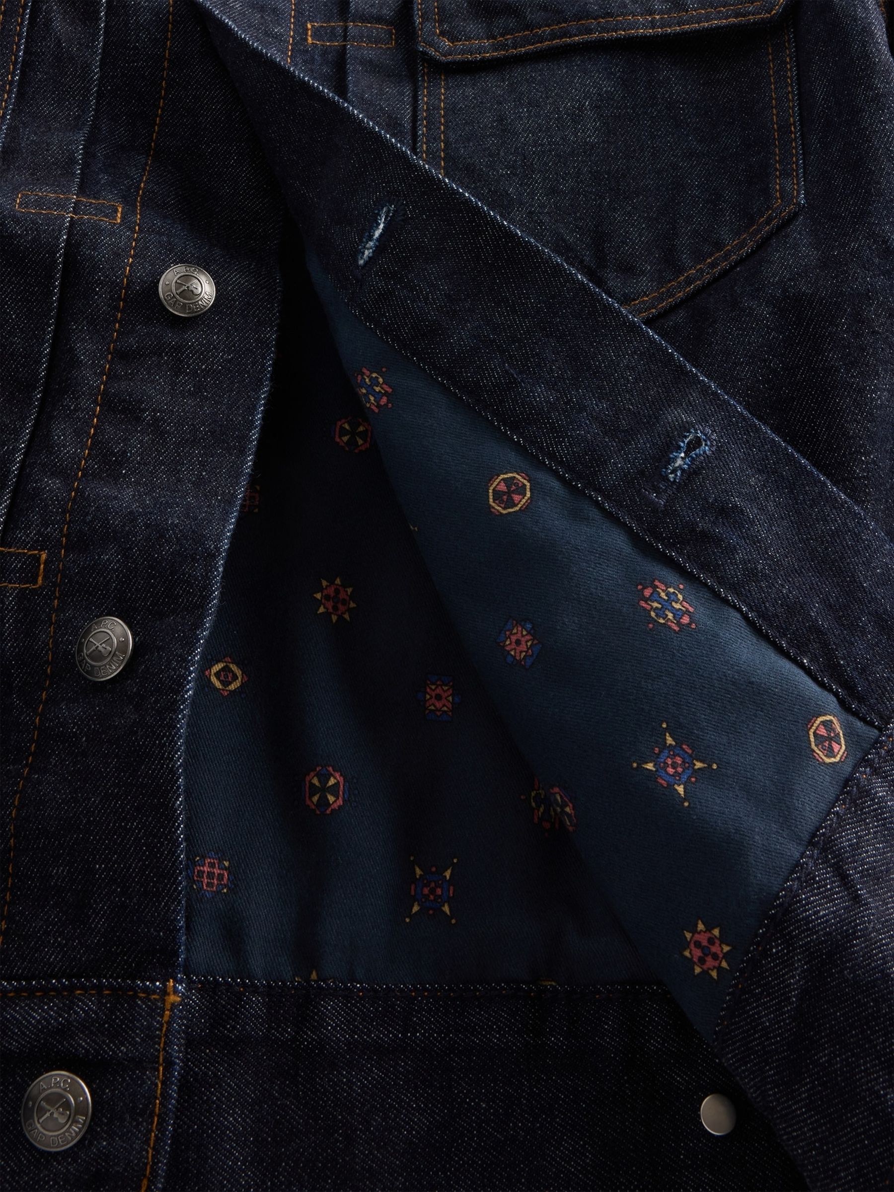 Gap x A.P.C. Dark Wash Lined Japanese Denim Jacket - Image 7 of 9