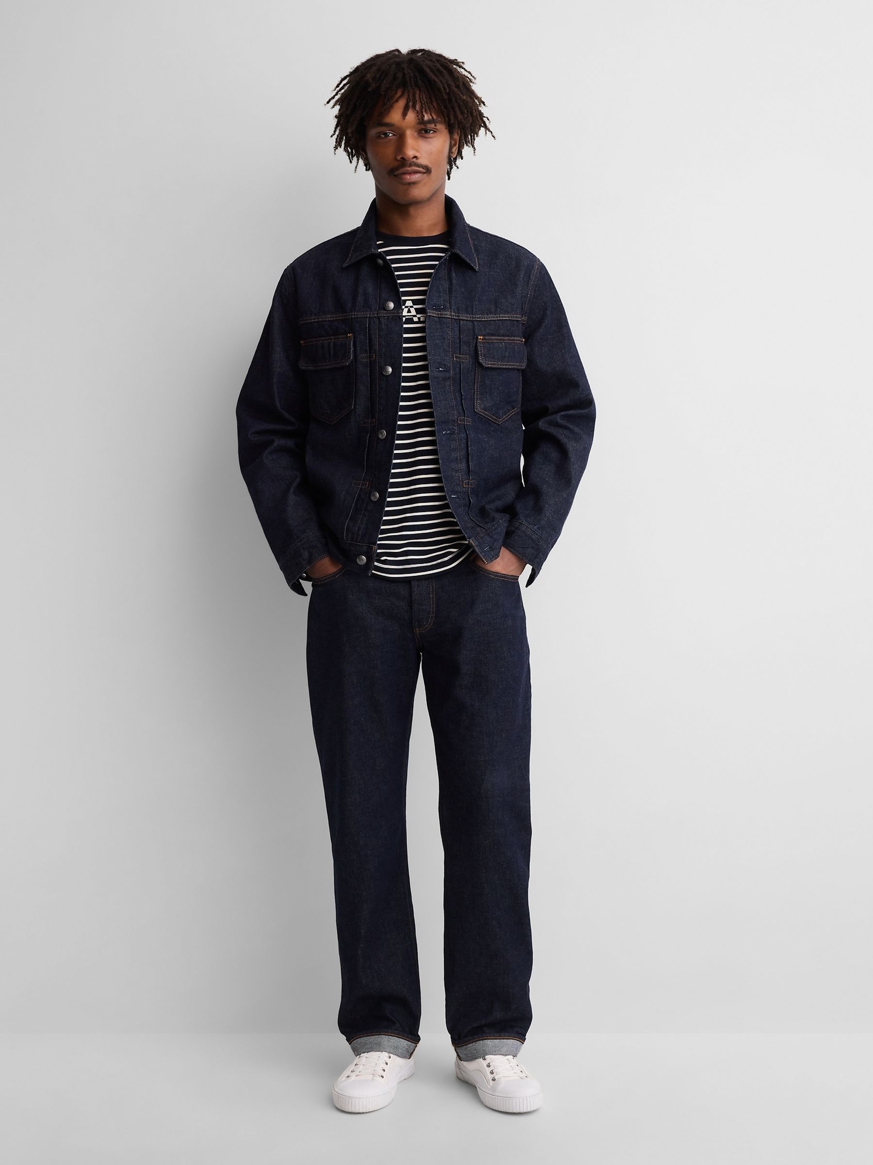 Gap x A.P.C. Dark Wash Japanese Denim Relaxed Straight Jeans - Image 4 of 6